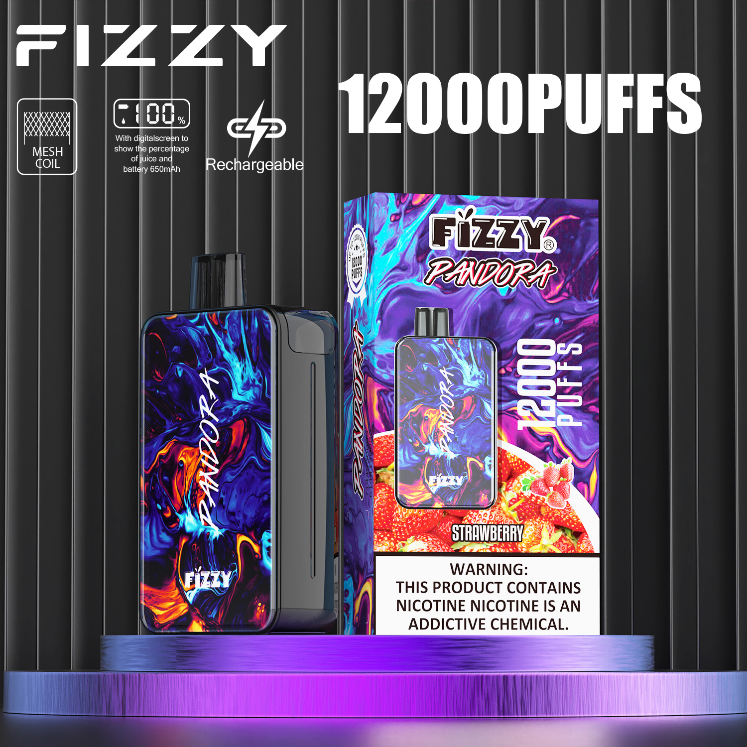 Wegwerp E-sigaret Fizzy Pandora 12000 Puffs Vape