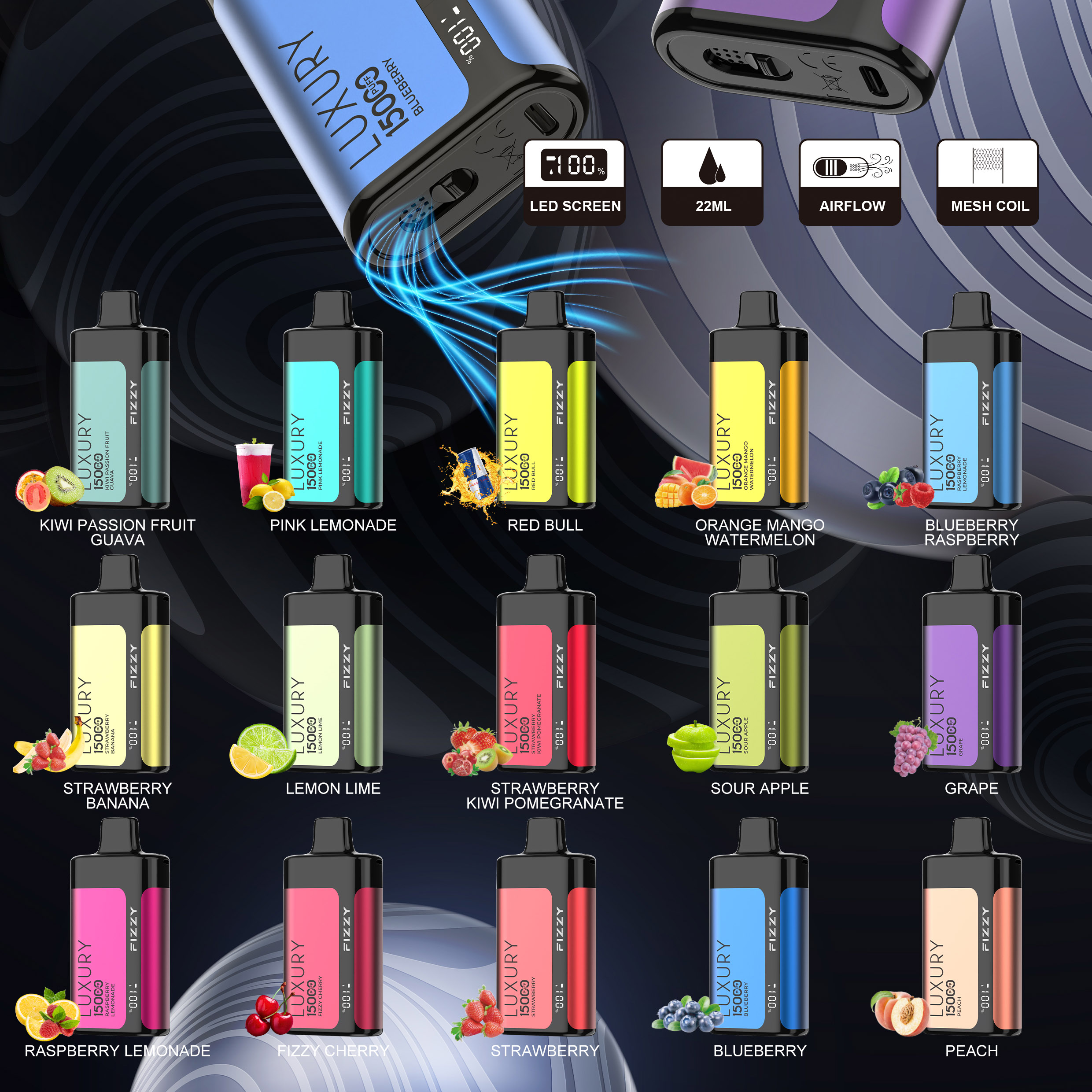 Wegwerp E-sigaret Fizzy Luxury 15000 Puffs Vape