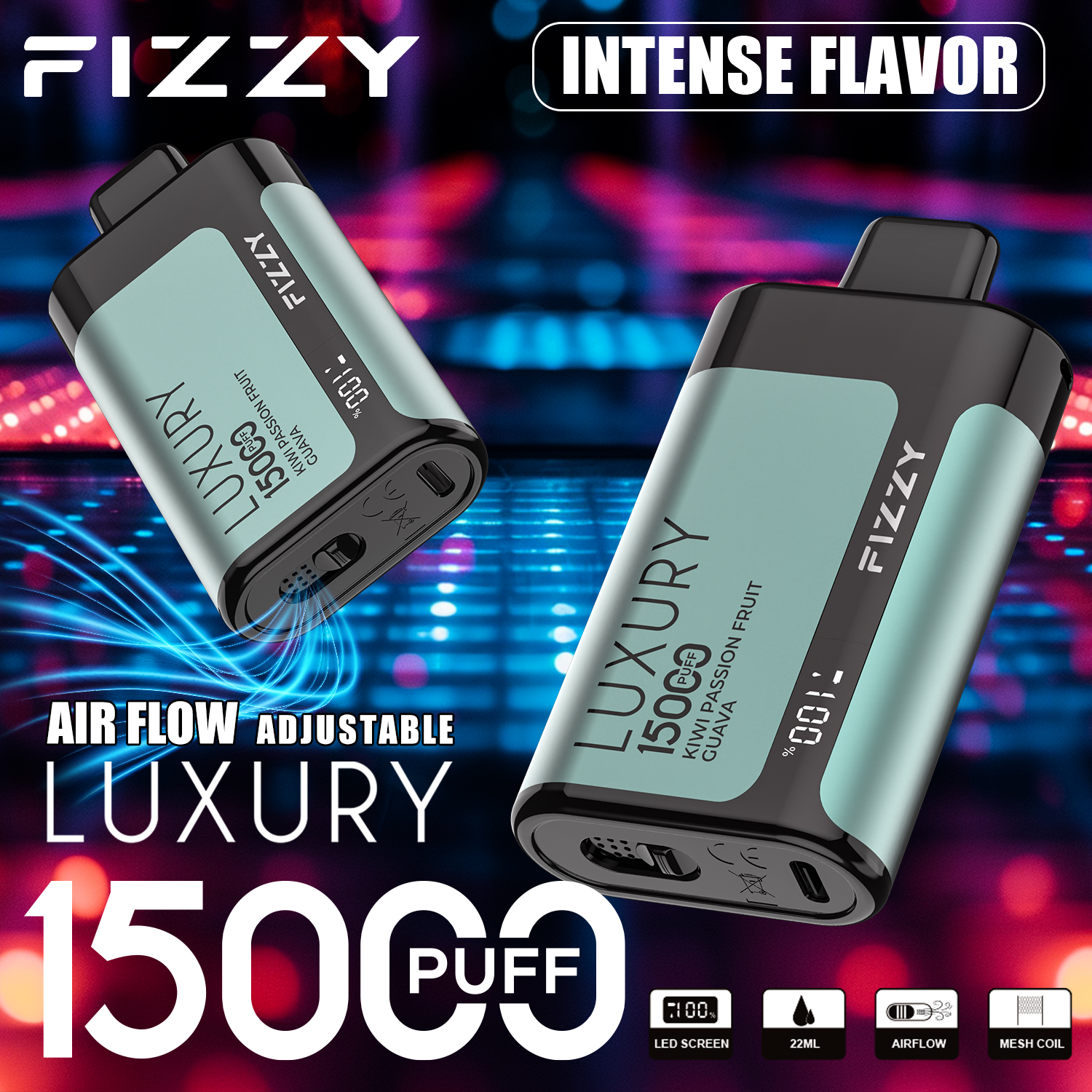 Wegwerp E-sigaret Fizzy Luxury 15000 Puffs Vape