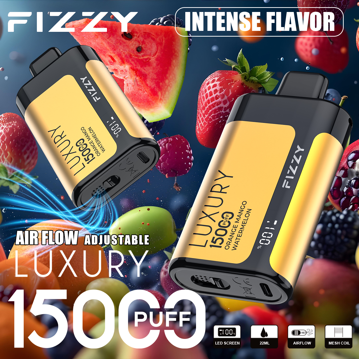 Wegwerp E-sigaret Fizzy Luxury 15000 Puffs Vape