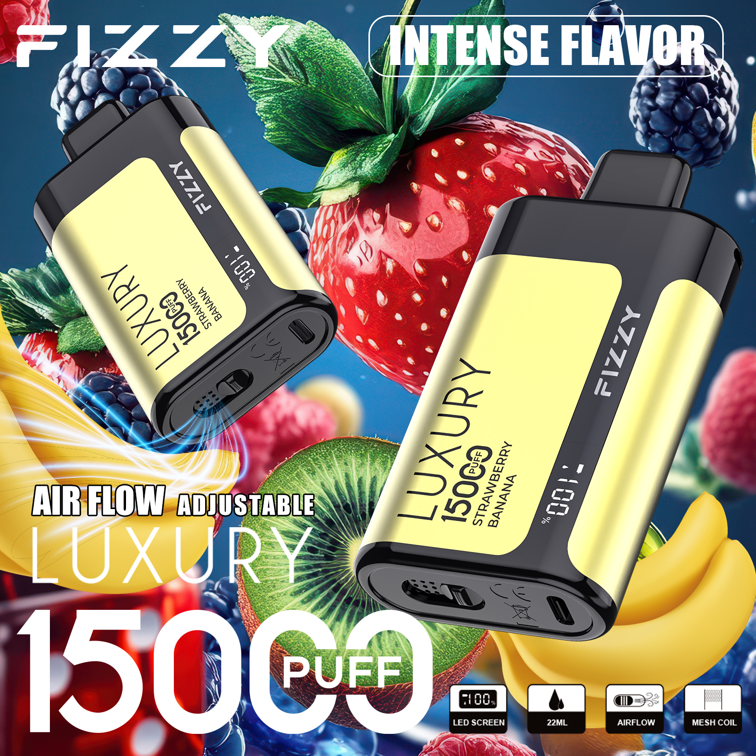 Wegwerp E-sigaret Fizzy Luxury 15000 Puffs Vape