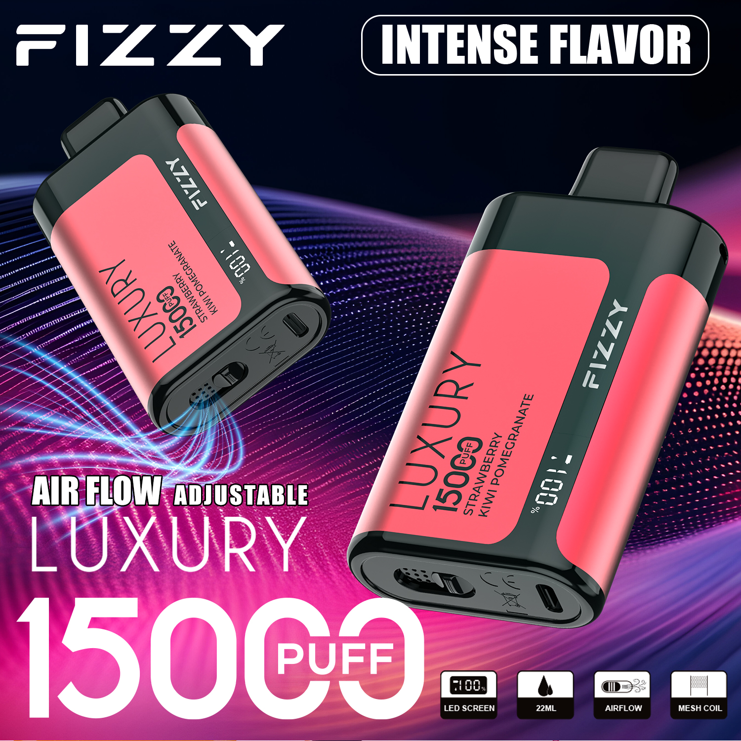 Wegwerp E-sigaret Fizzy Luxury 15000 Puffs Vape