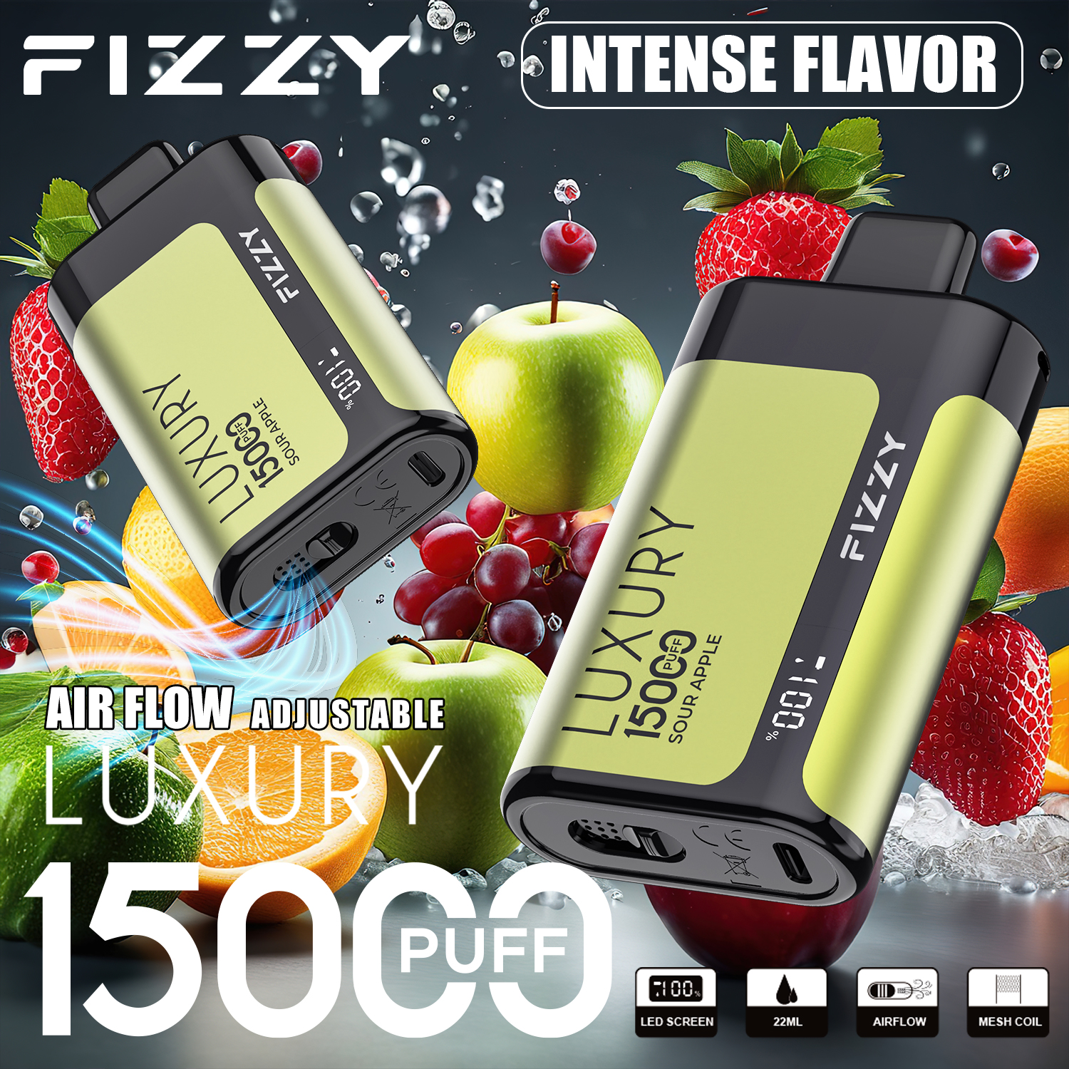 Wegwerp E-sigaret Fizzy Luxury 15000 Puffs Vape