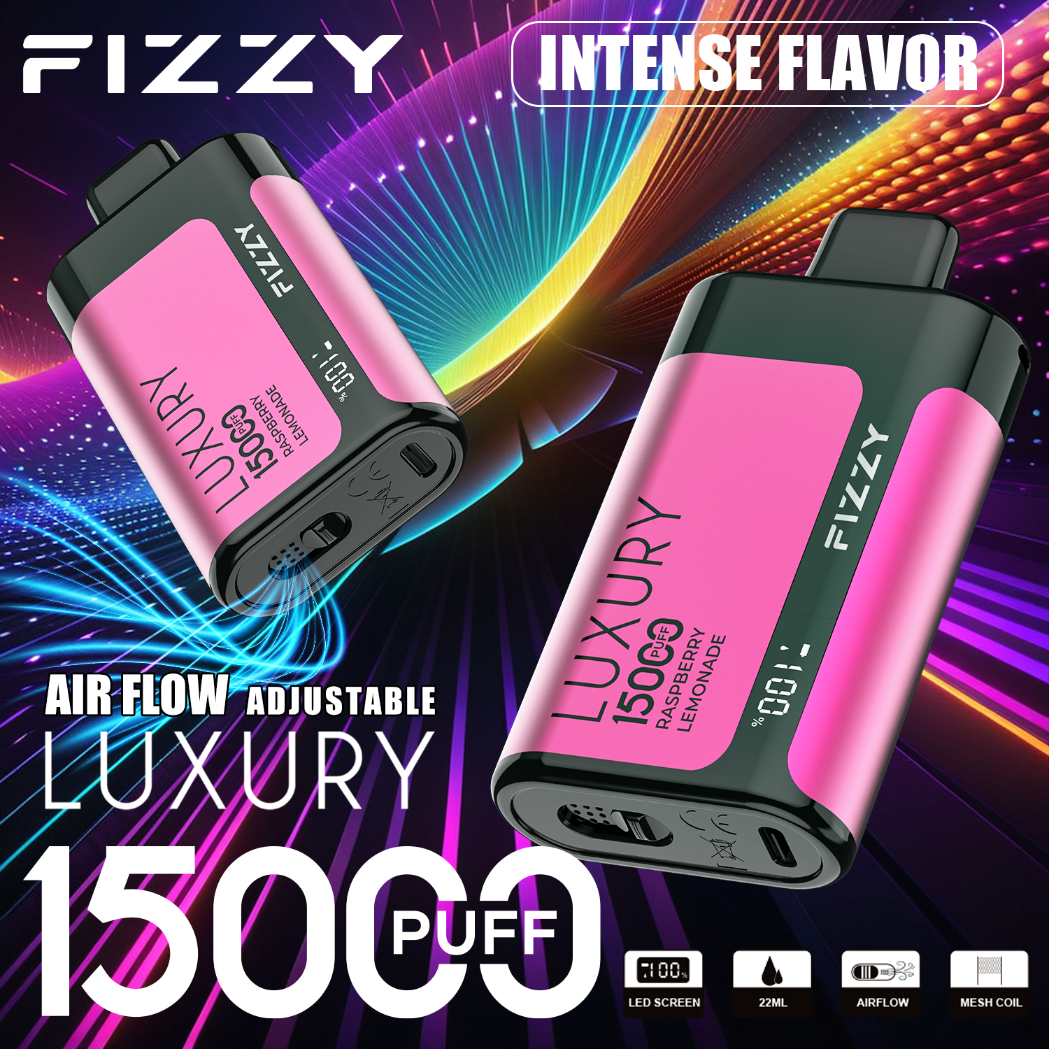Wegwerp E-sigaret Fizzy Luxury 15000 Puffs Vape