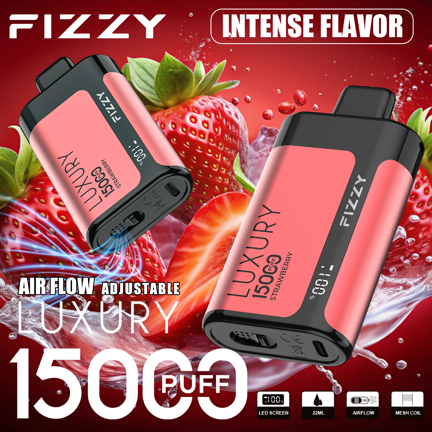 Wegwerp E-sigaret Fizzy Luxury 15000 Puffs Vape