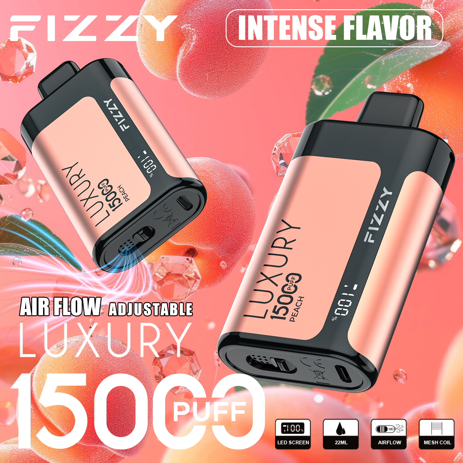 Wegwerp E-sigaret Fizzy Luxury 15000 Puffs Vape