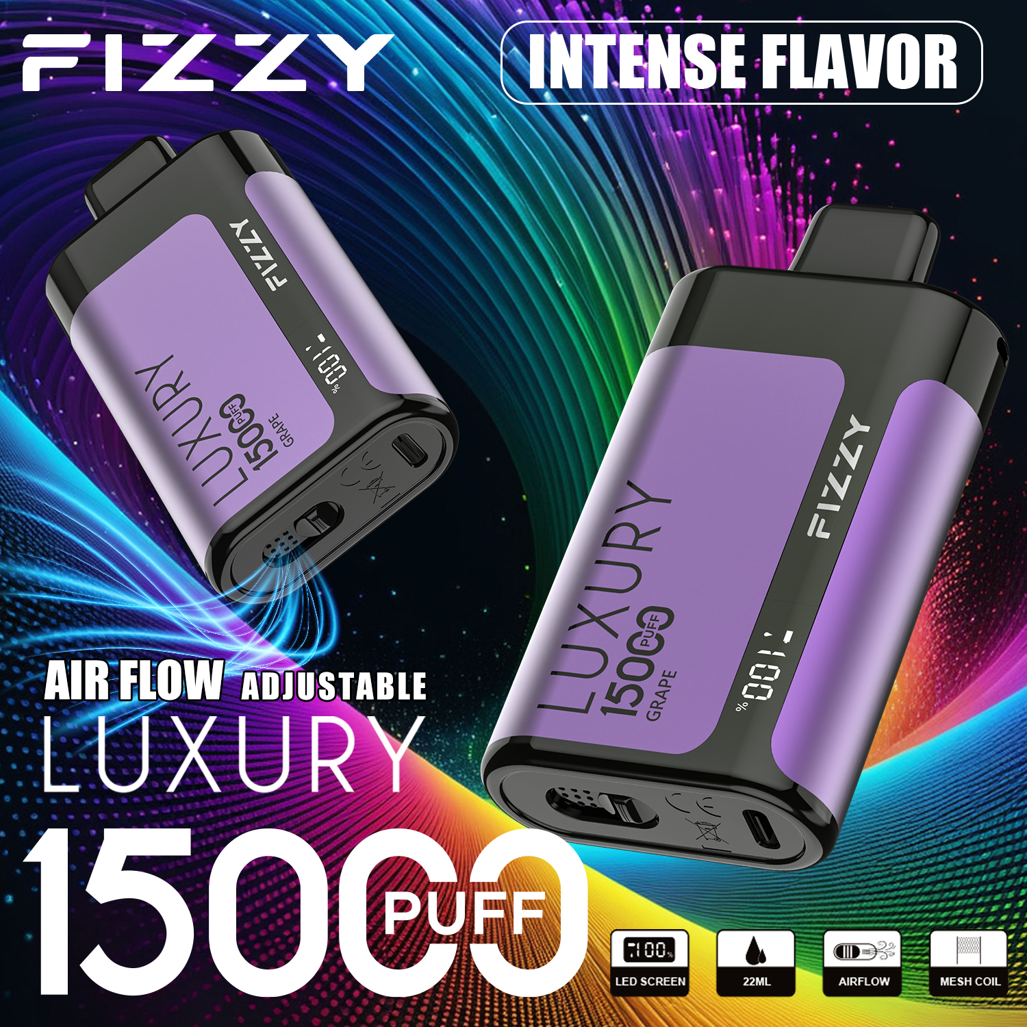 Wegwerp E-sigaret Fizzy Luxury 15000 Puffs Vape