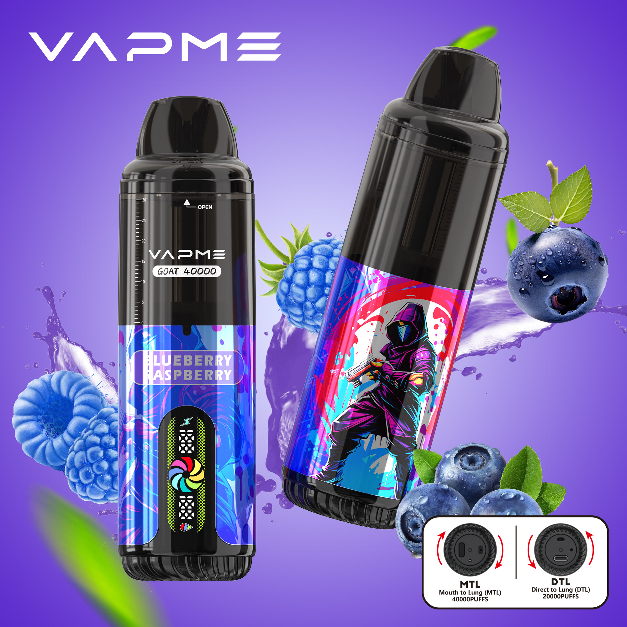 Wegwerp E sigaret Vapme Goat 40000 Puffs MTL DTL Vape