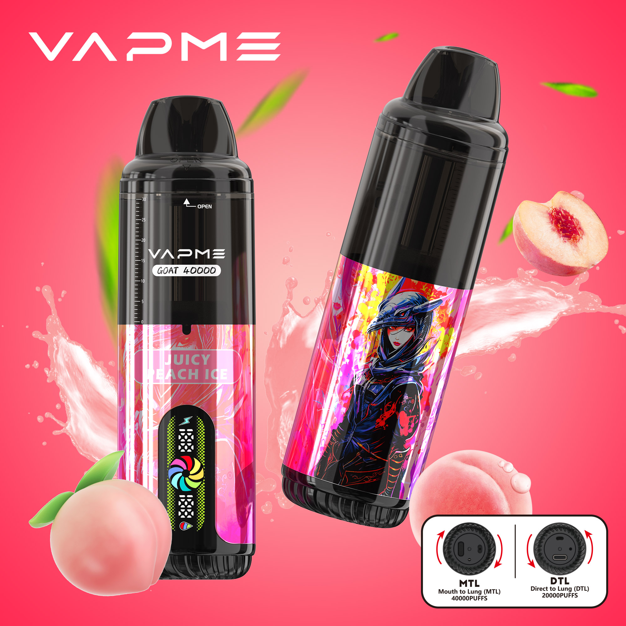 Wegwerp E sigaret Vapme Goat 40000 Puffs MTL DTL Vape