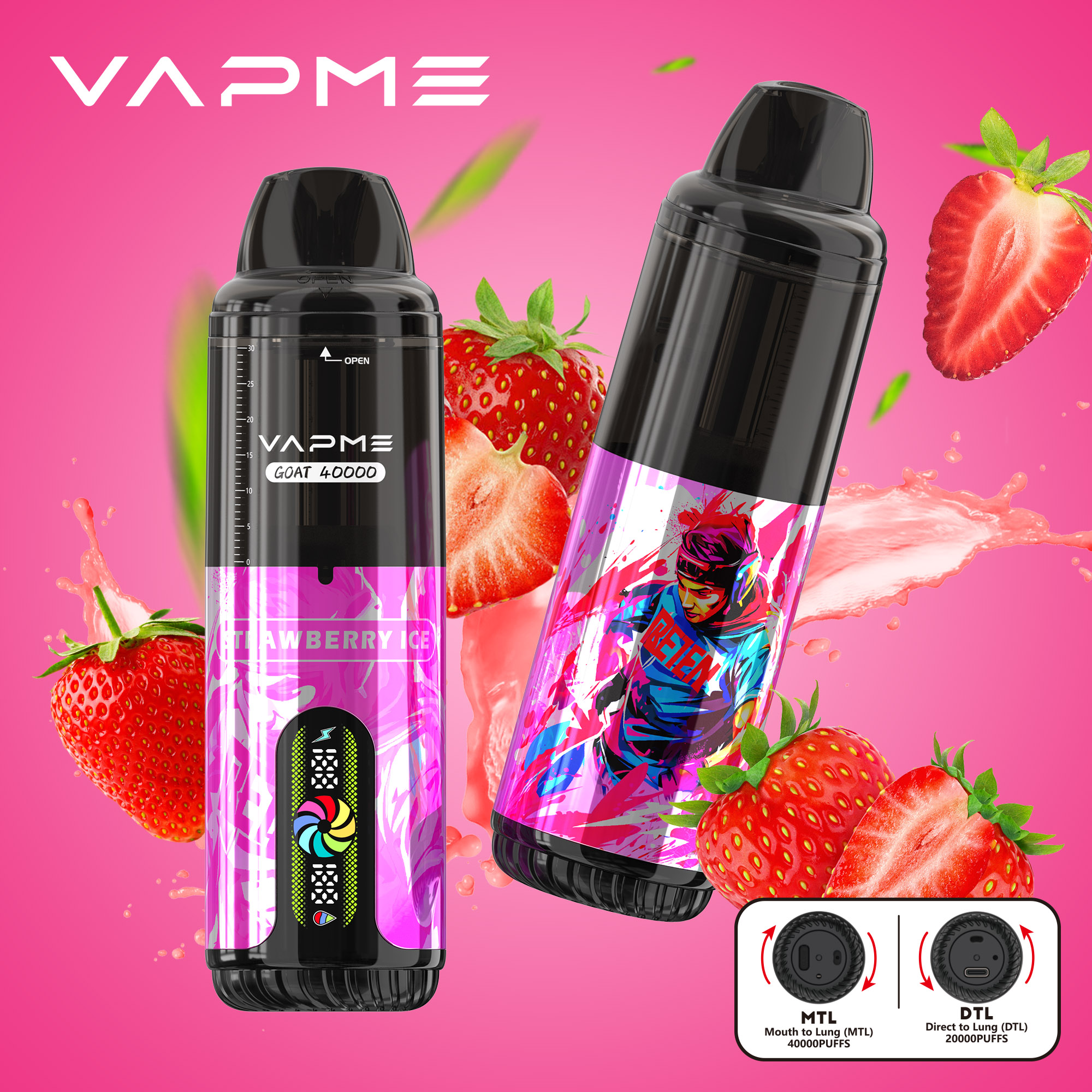 Wegwerp E sigaret Vapme Goat 40000 Puffs MTL DTL Vape
