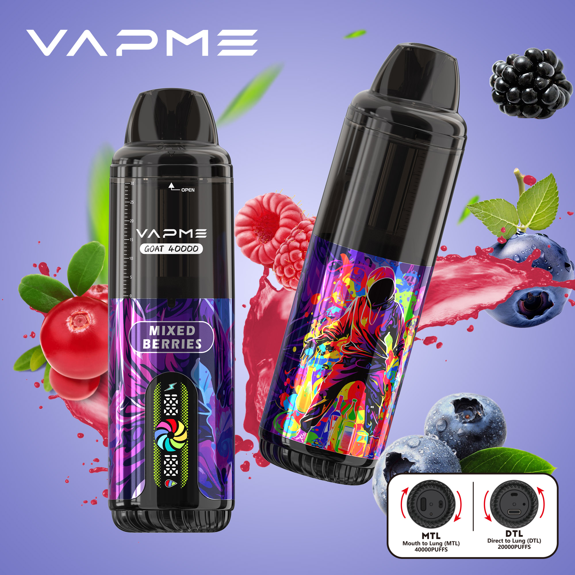 Wegwerp E sigaret Vapme Goat 40000 Puffs MTL DTL Vape