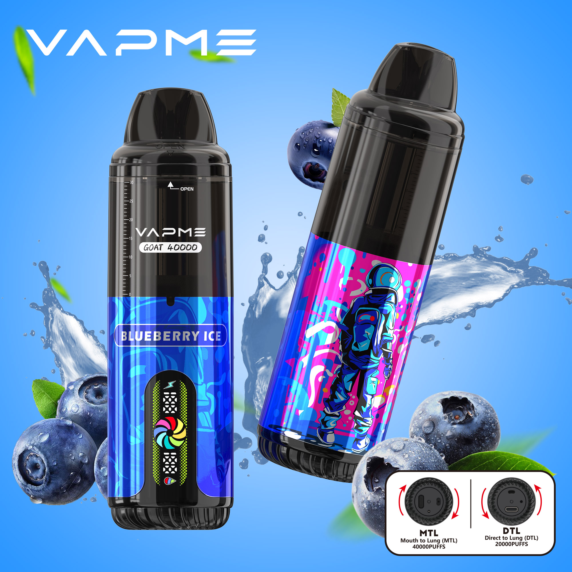 Wegwerp E sigaret Vapme Goat 40000 Puffs MTL DTL Vape