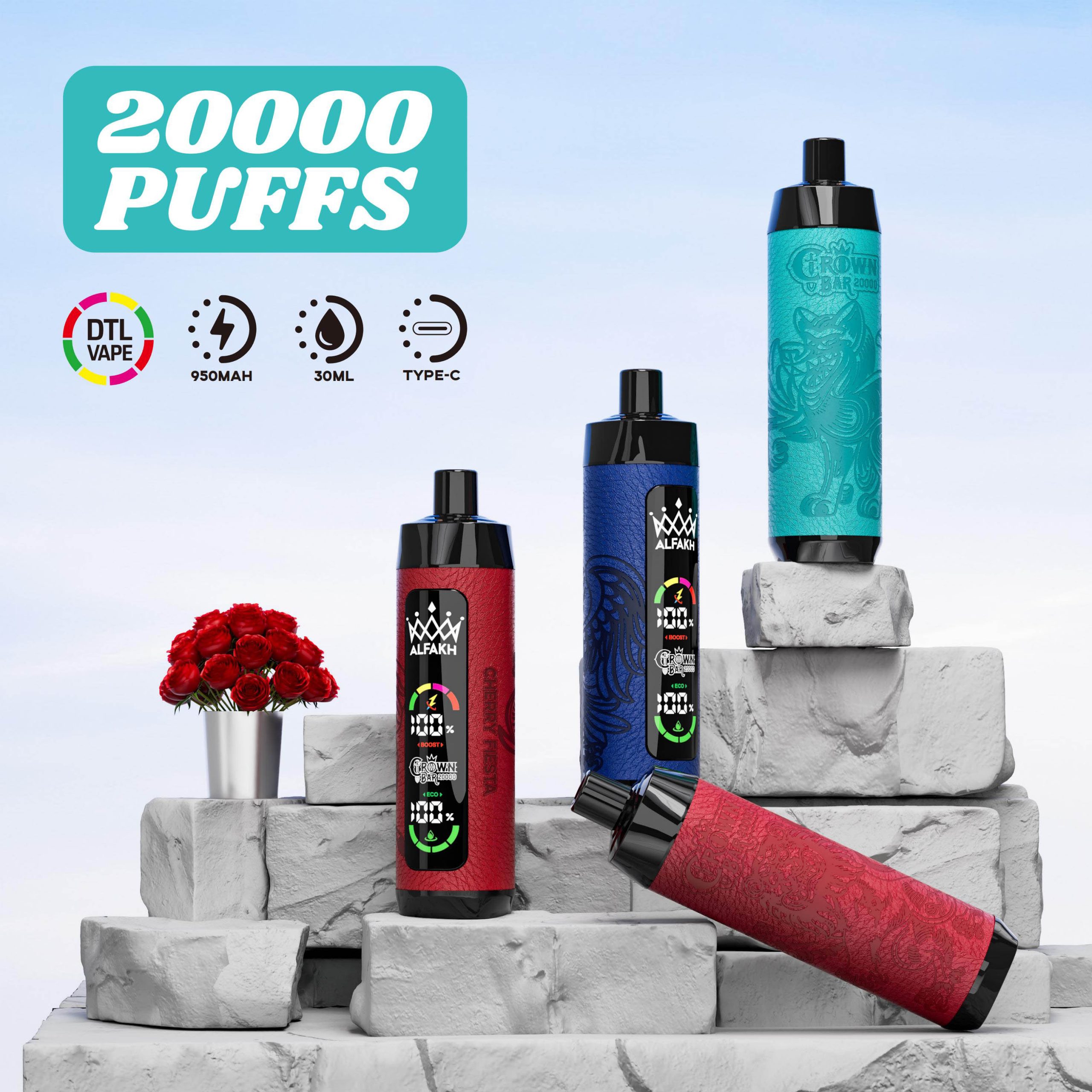 Wegwerp E Sigaret Vapme Alfakh Crown Bar 20000 Puffs Shisha Vape