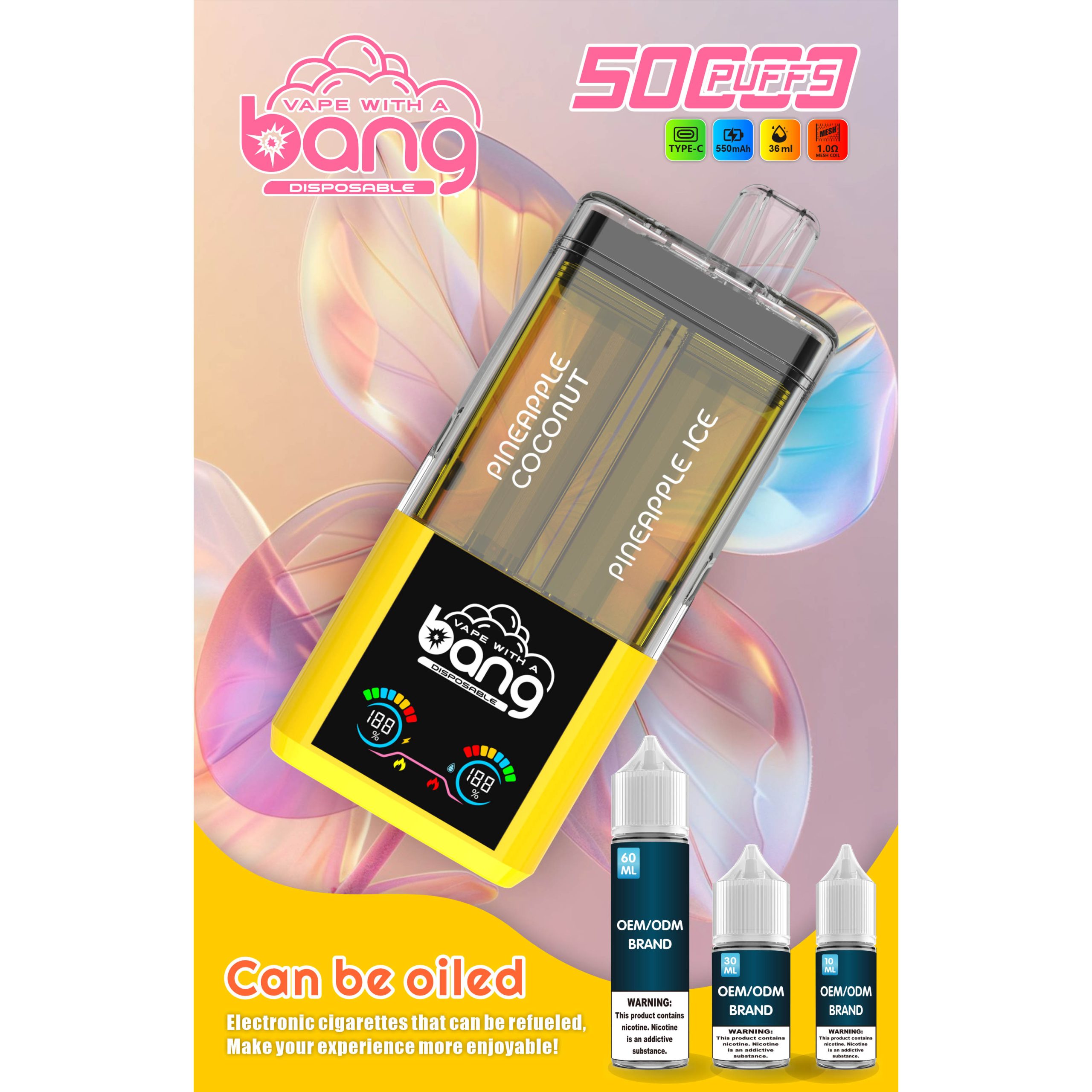 Wegwerp E Sigaret Bang 50000 Puffs Refillable Vape Dubbele Smaak