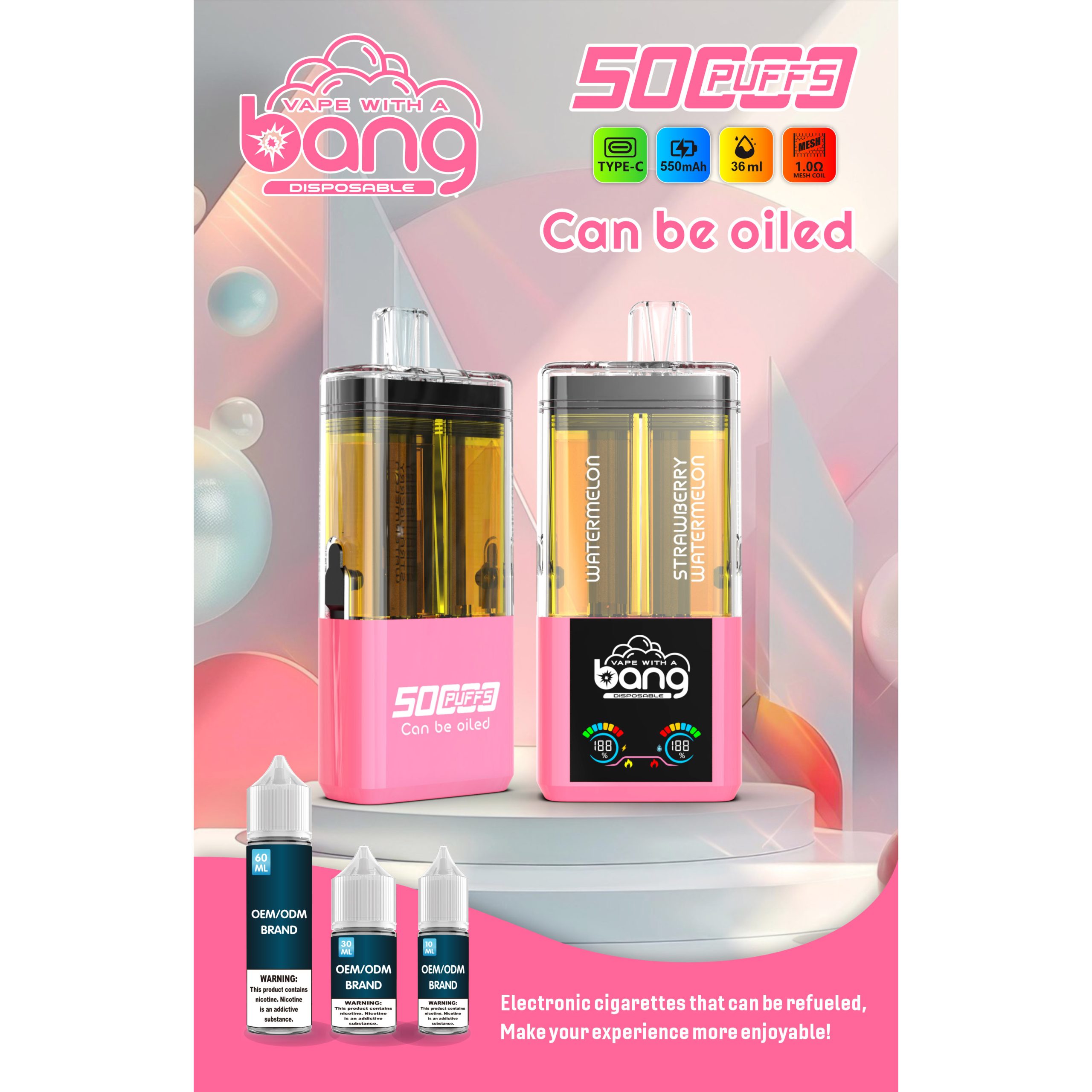 Wegwerp E Sigaret Bang 50000 Puffs Refillable Vape Dubbele Smaak
