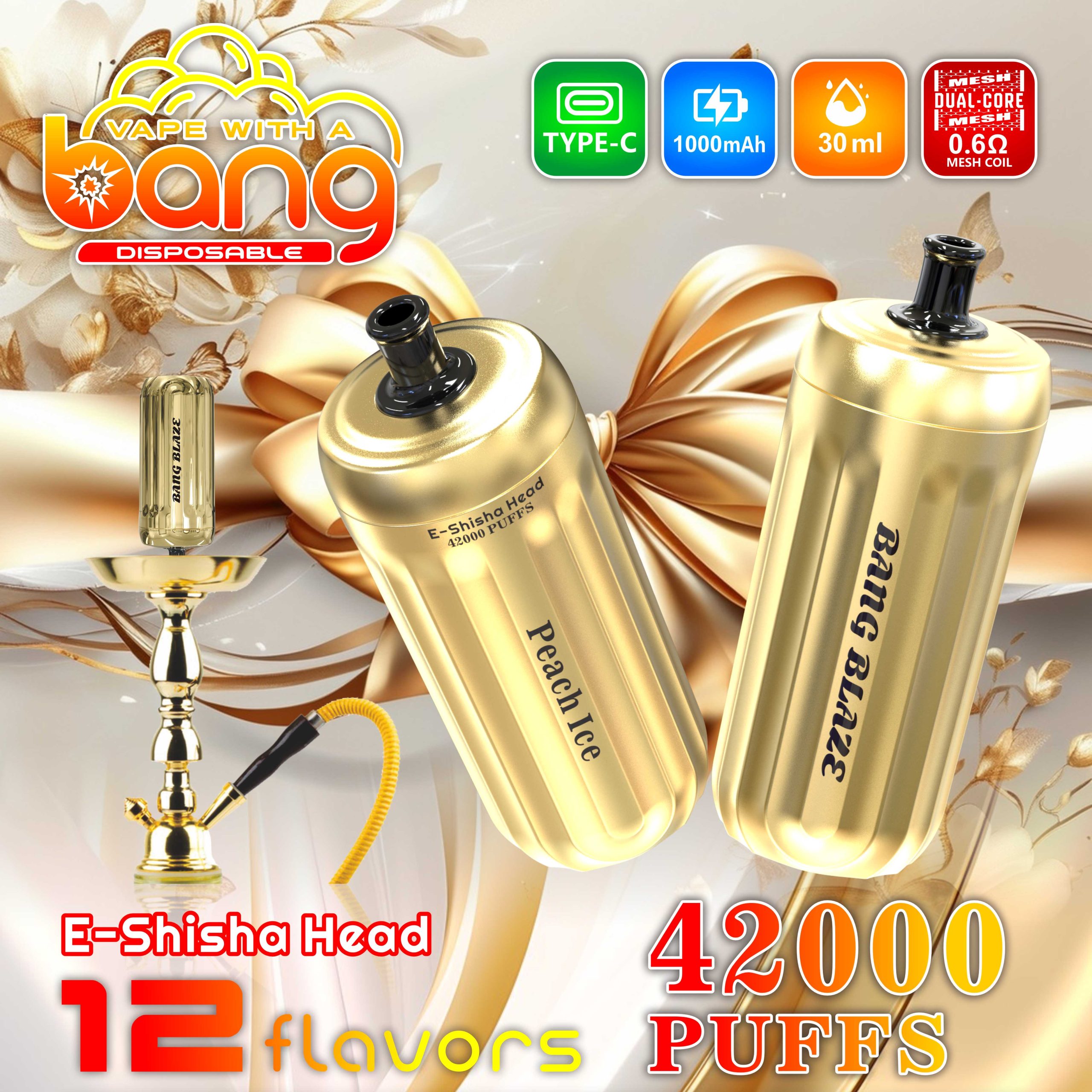 Wegwerp E sigaret Bang Blaze 42000 Puffs E-Shisha Head Vape