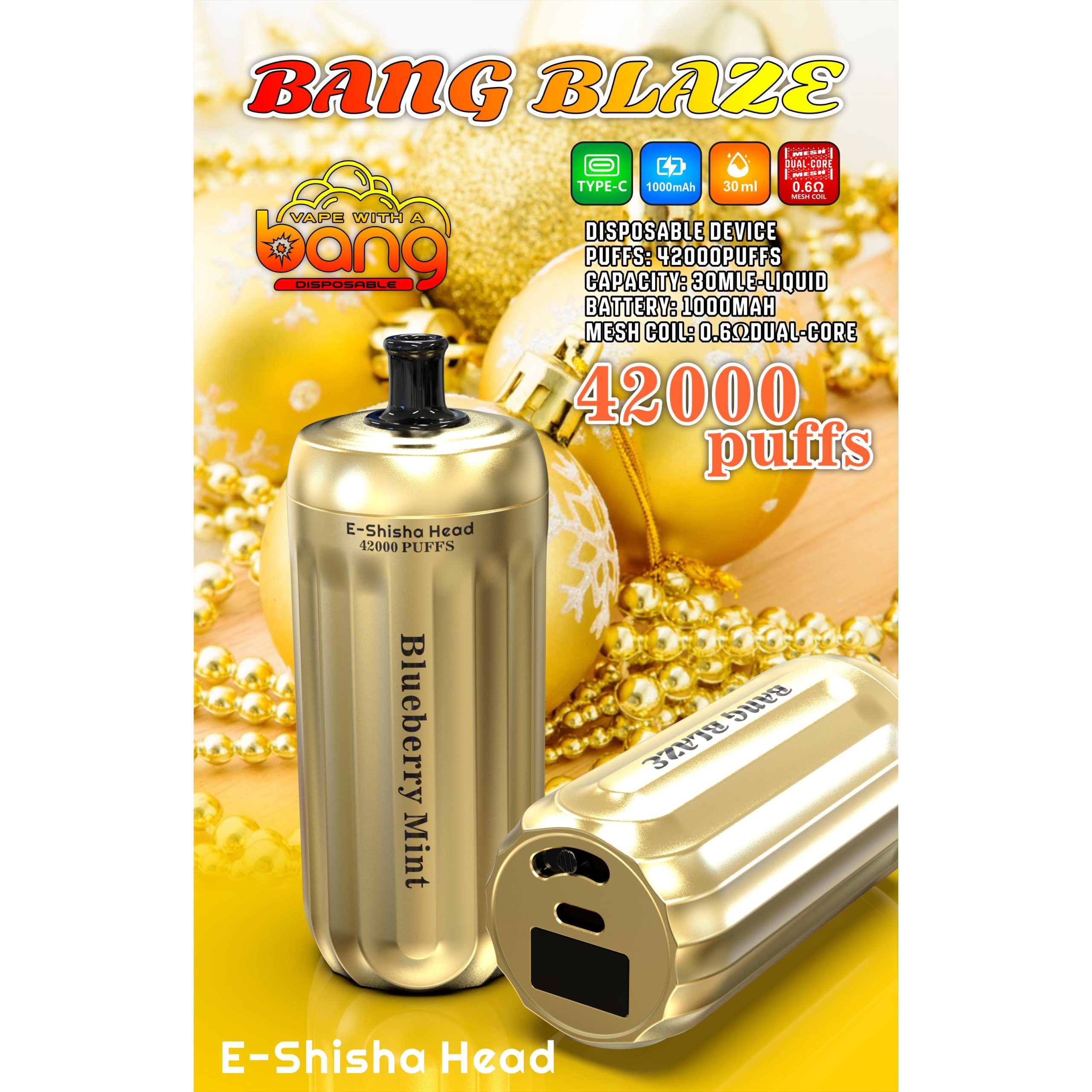 Wegwerp E sigaret Bang Blaze 42000 Puffs E-Shisha Head Vape