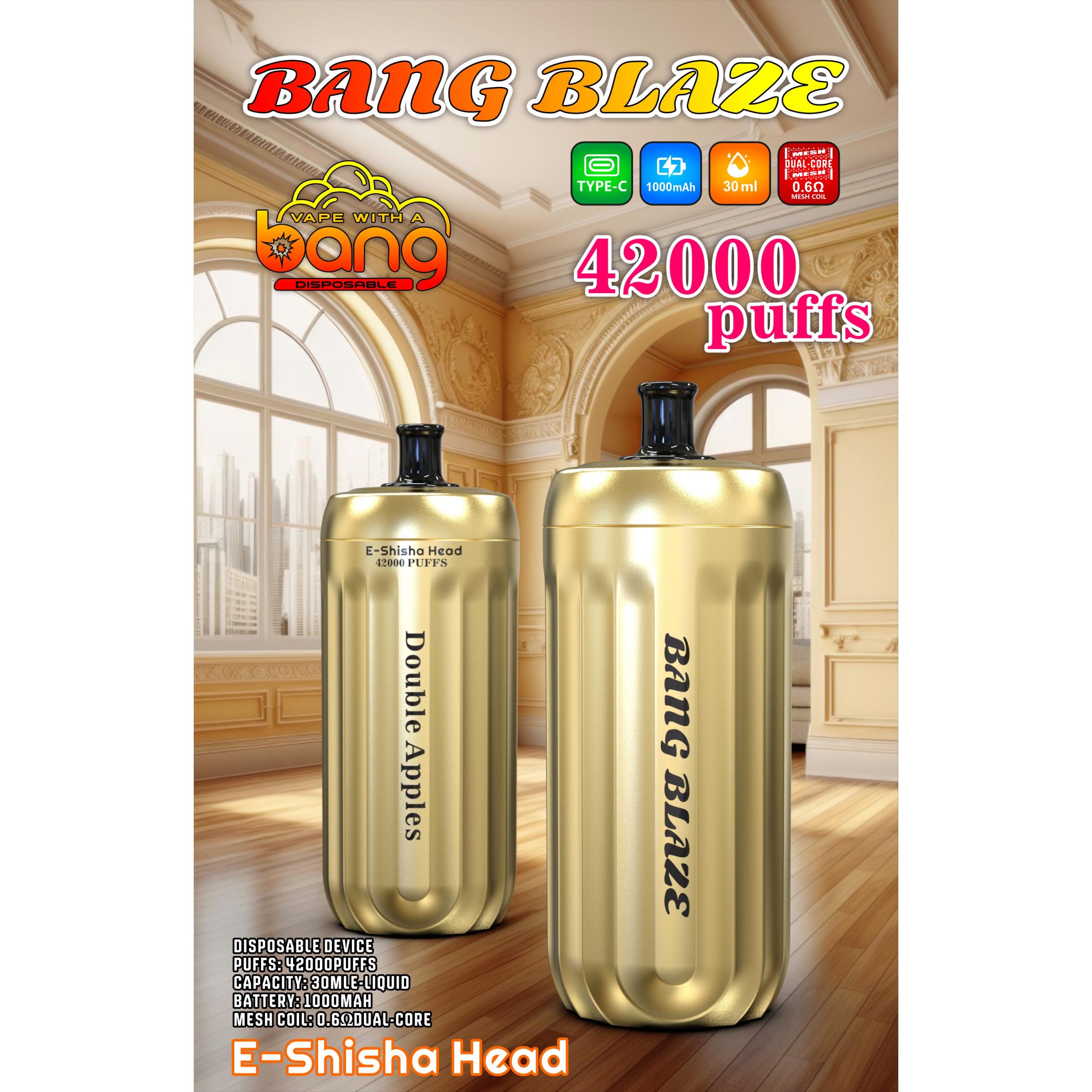 Wegwerp E sigaret Bang Blaze 42000 Puffs E-Shisha Head Vape