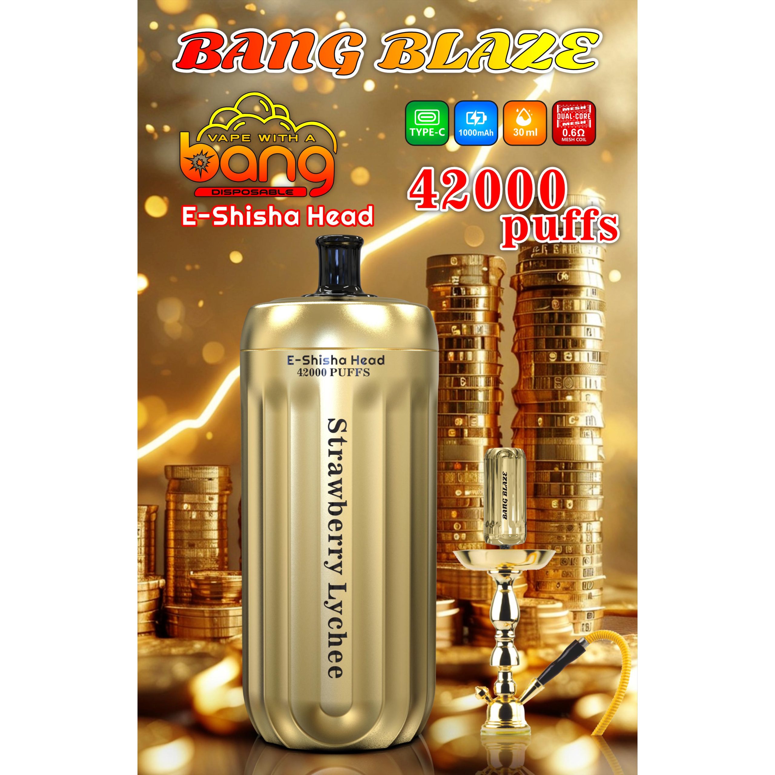 Wegwerp E sigaret Bang Blaze 42000 Puffs E-Shisha Head Vape