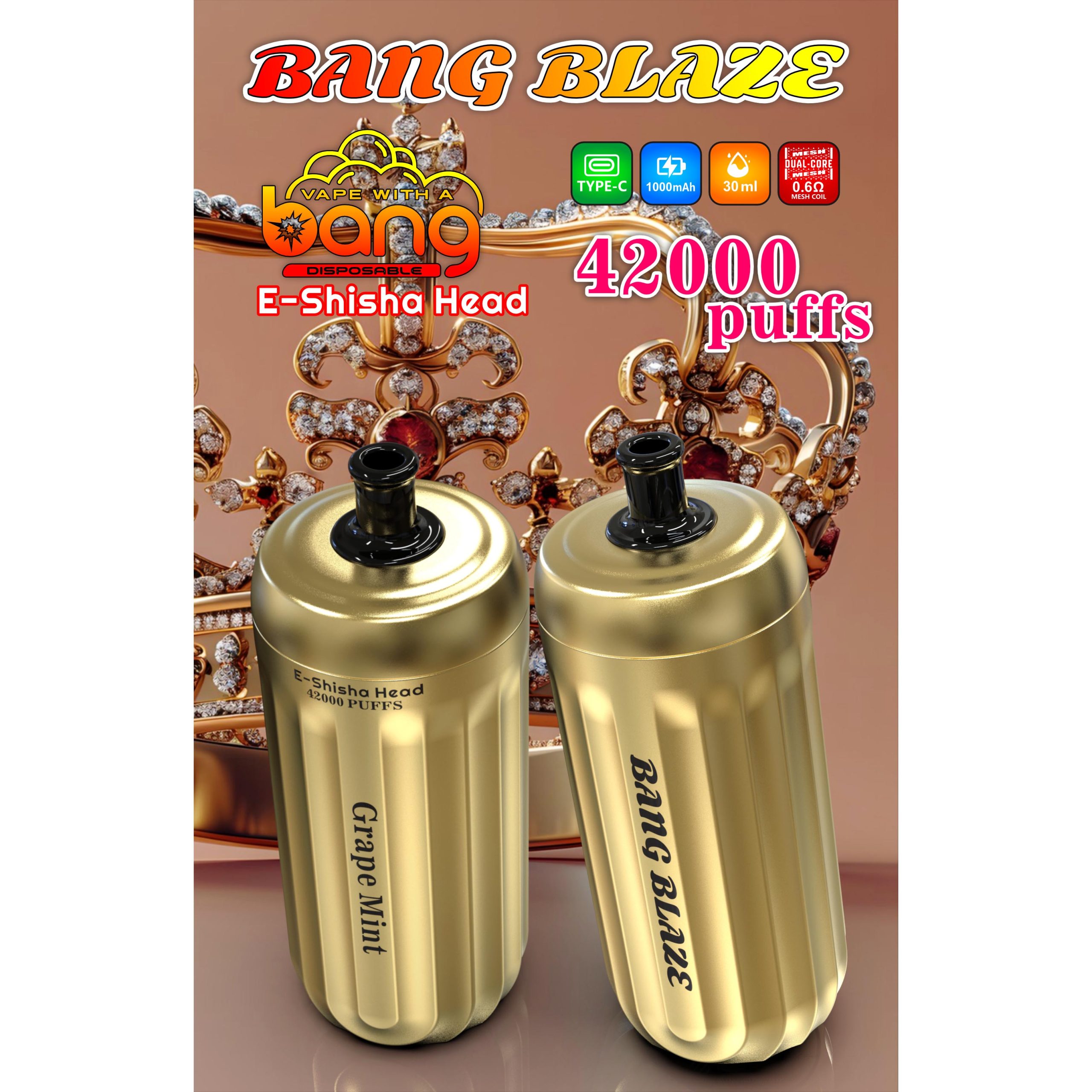 Wegwerp E sigaret Bang Blaze 42000 Puffs E-Shisha Head Vape