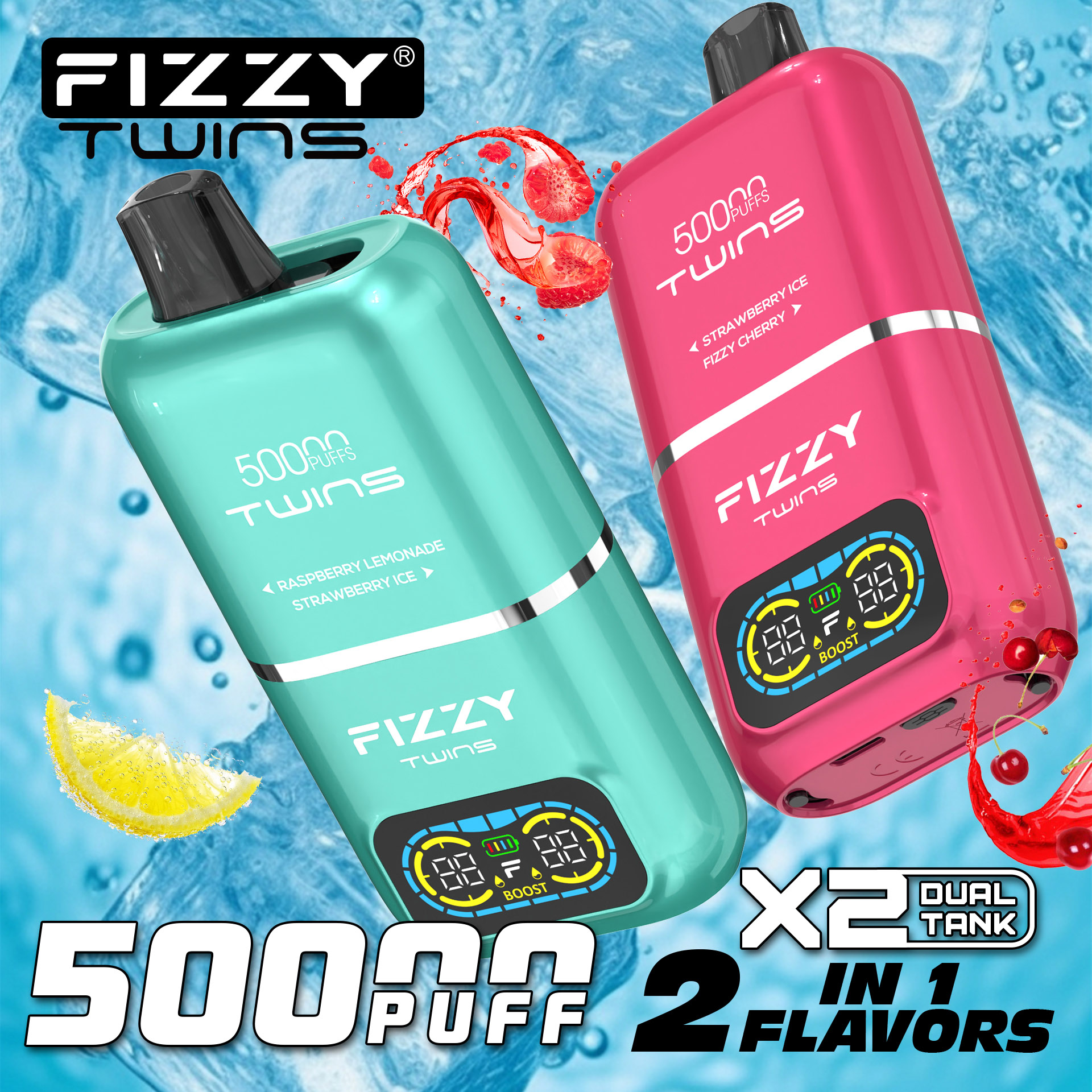 Wegwerp E Sigaret Fizzy Twins 50000 Puffs Vape