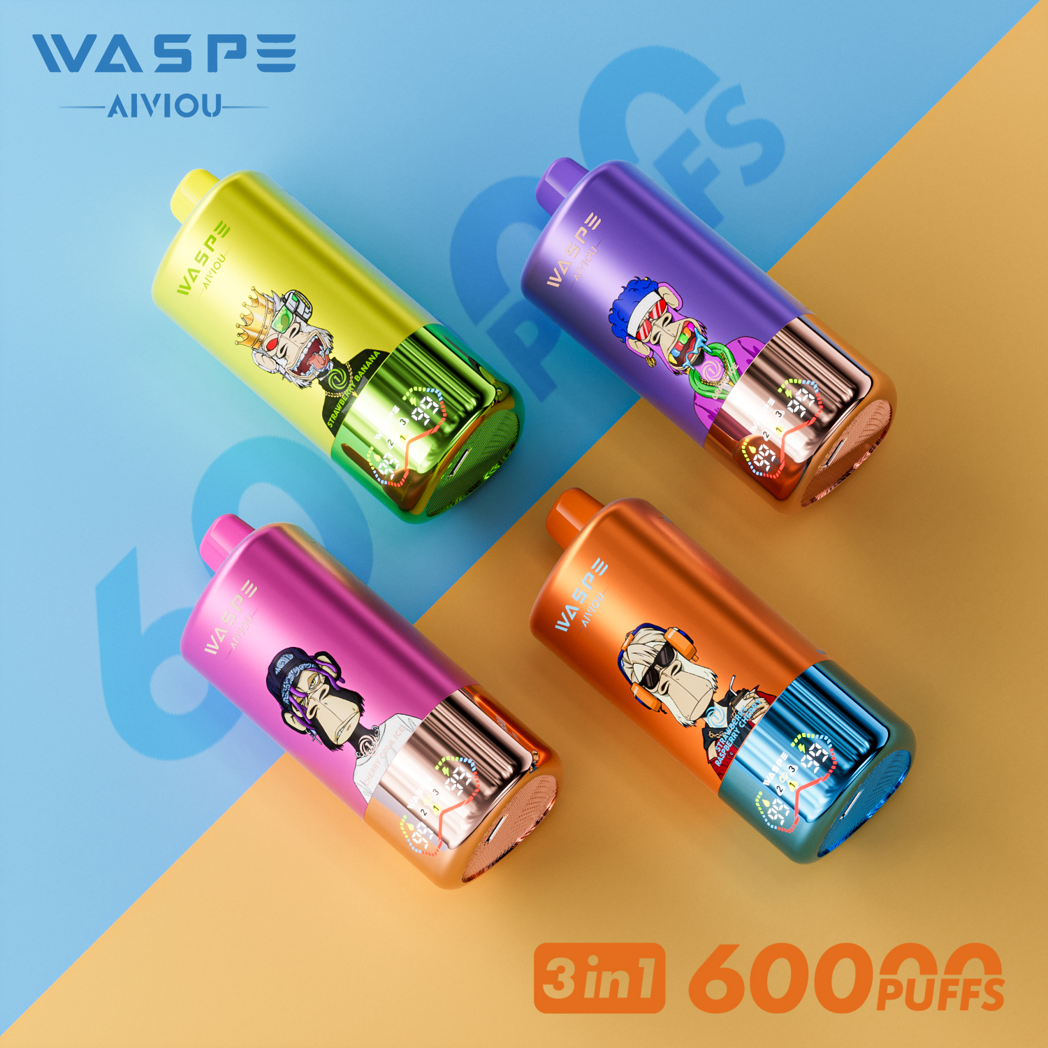 Wegwerp E Sigaret WASPE Aiviou 60000 Puffs 3 in 1 Vape