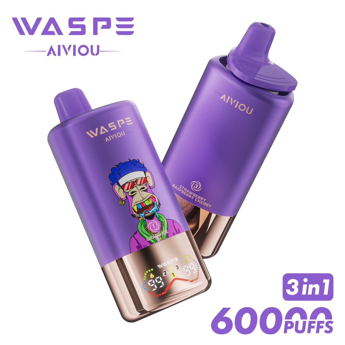 Wegwerp E Sigaret WASPE Aiviou 60000 Puffs 3 in 1 Vape