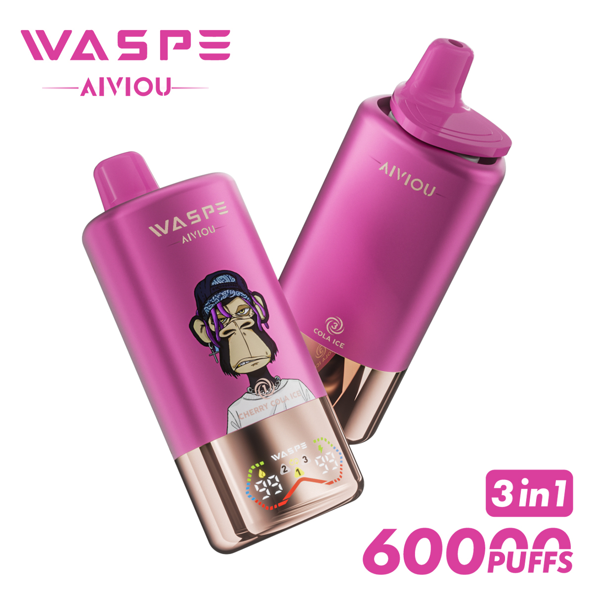 Wegwerp E Sigaret WASPE Aiviou 60000 Puffs 3 in 1 Vape