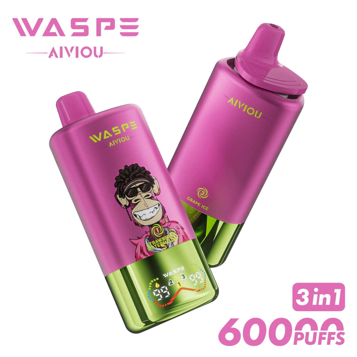 Wegwerp E Sigaret WASPE Aiviou 60000 Puffs 3 in 1 Vape