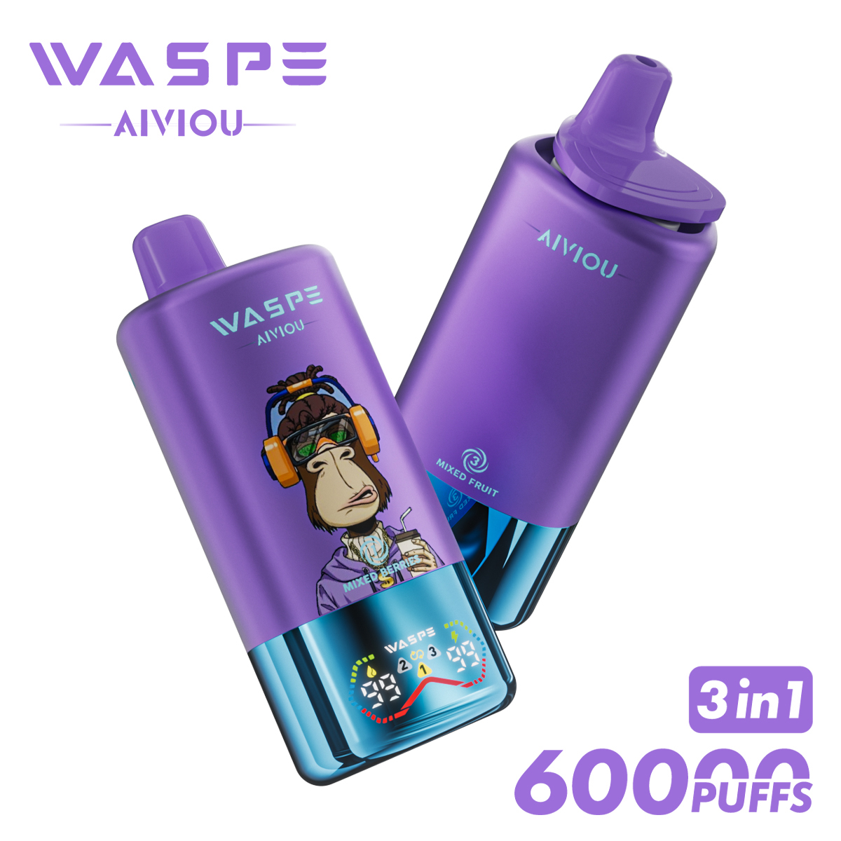 Wegwerp E Sigaret WASPE Aiviou 60000 Puffs 3 in 1 Vape
