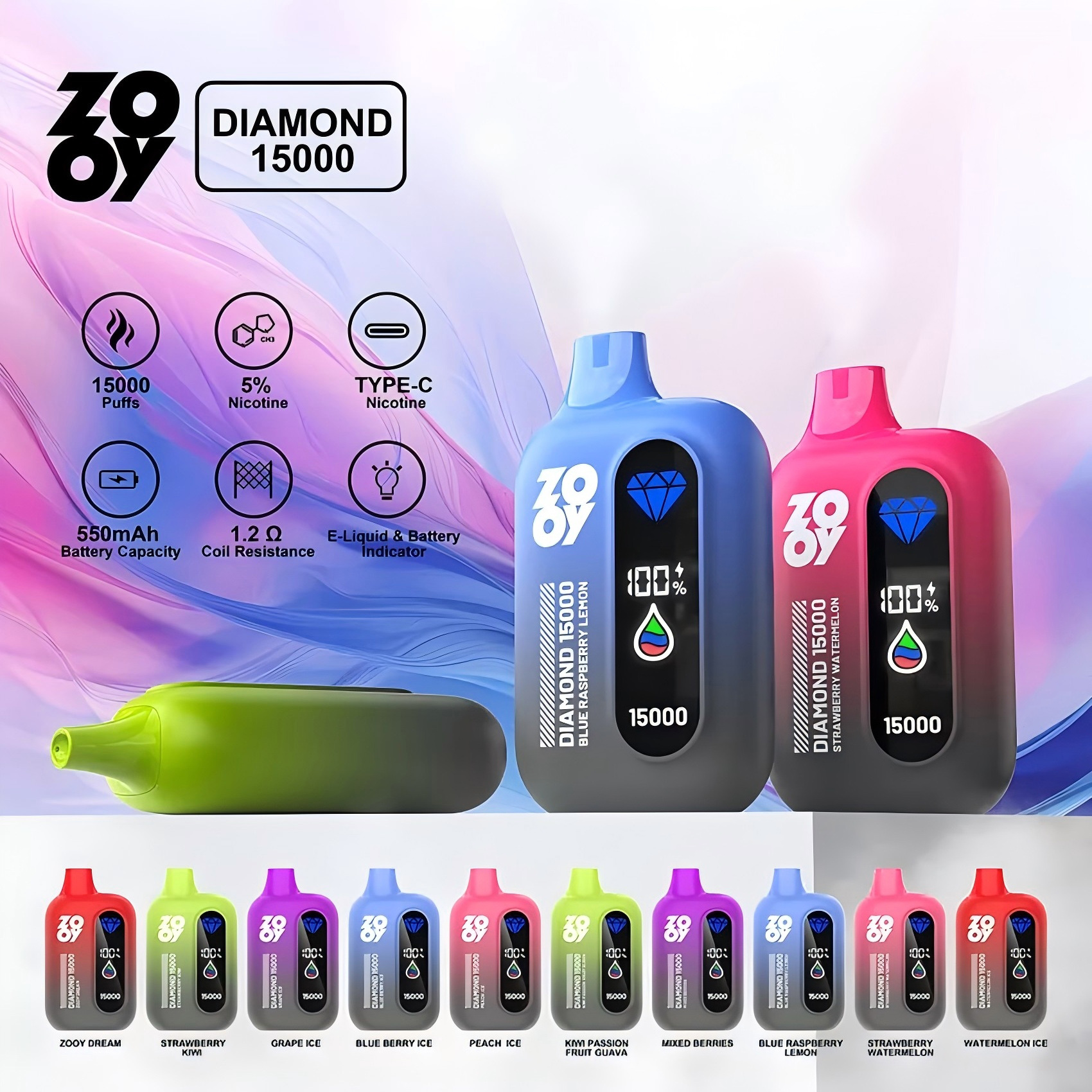 Wegwerp E Sigaret ZOOY Diamond 15000 Puffs Vape