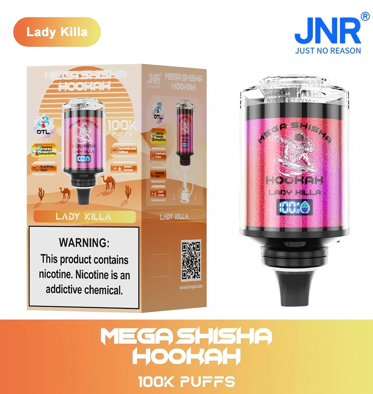 Wegwerp E Sigaret JNR Mega Shisha Hookah 100K Puffs Vape