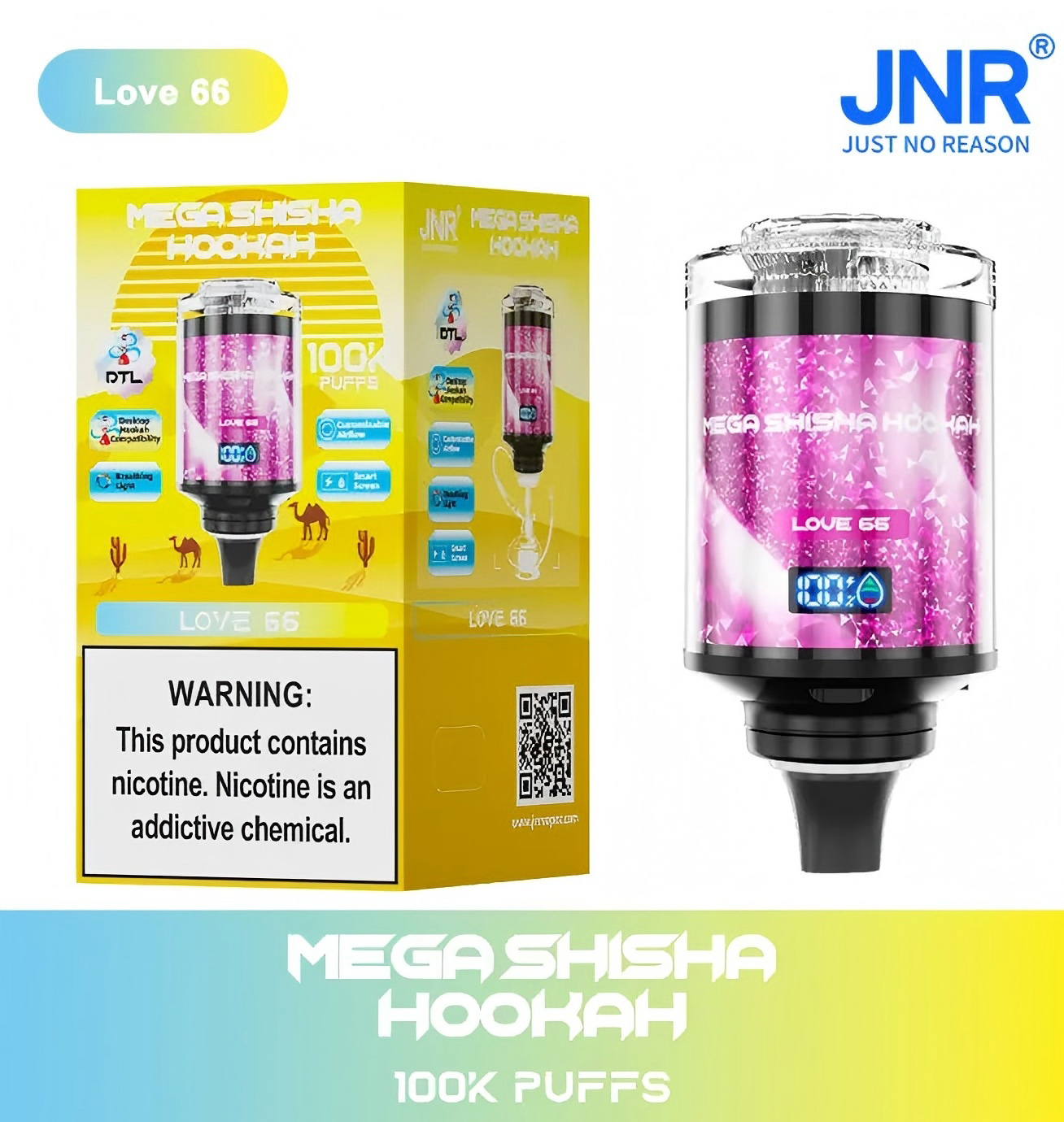Wegwerp E Sigaret JNR Mega Shisha Hookah 100K Puffs Vape
