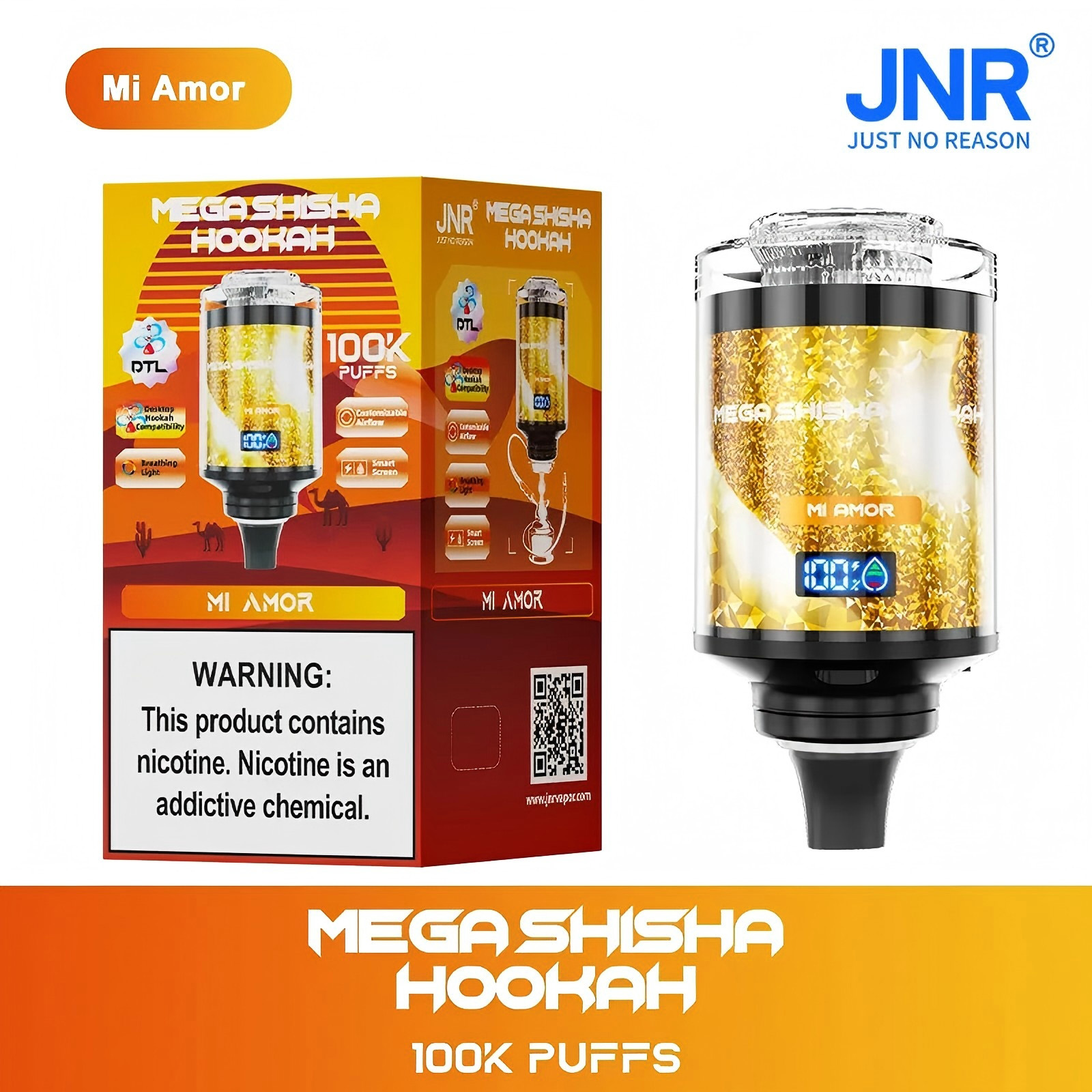 Wegwerp E Sigaret JNR Mega Shisha Hookah 100K Puffs Vape
