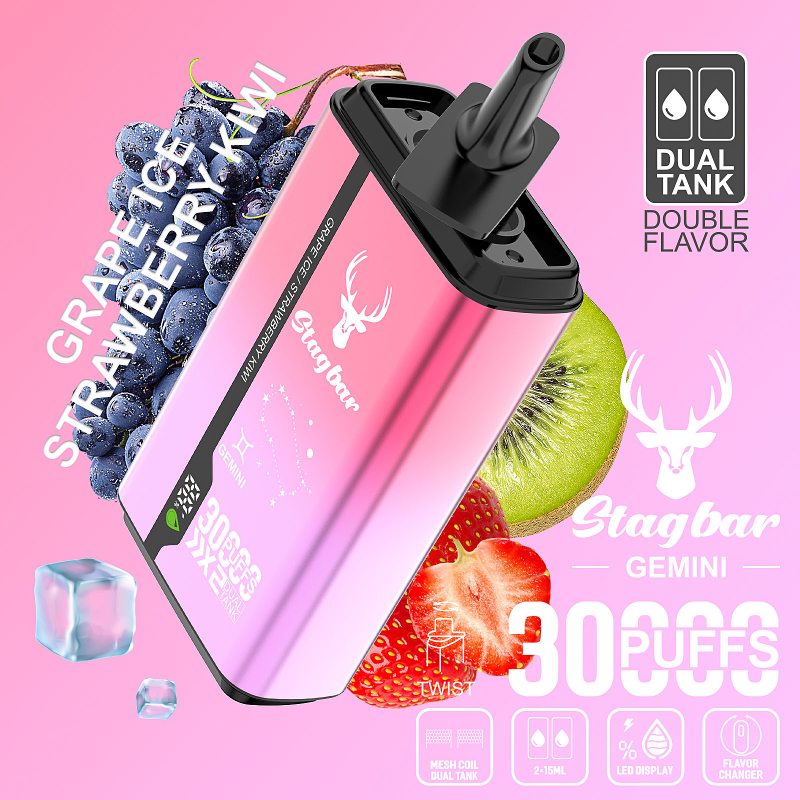Wegwerp E Sigaret Stag Bar Gemini 30000 Puffs Vape Dubbele Smaak