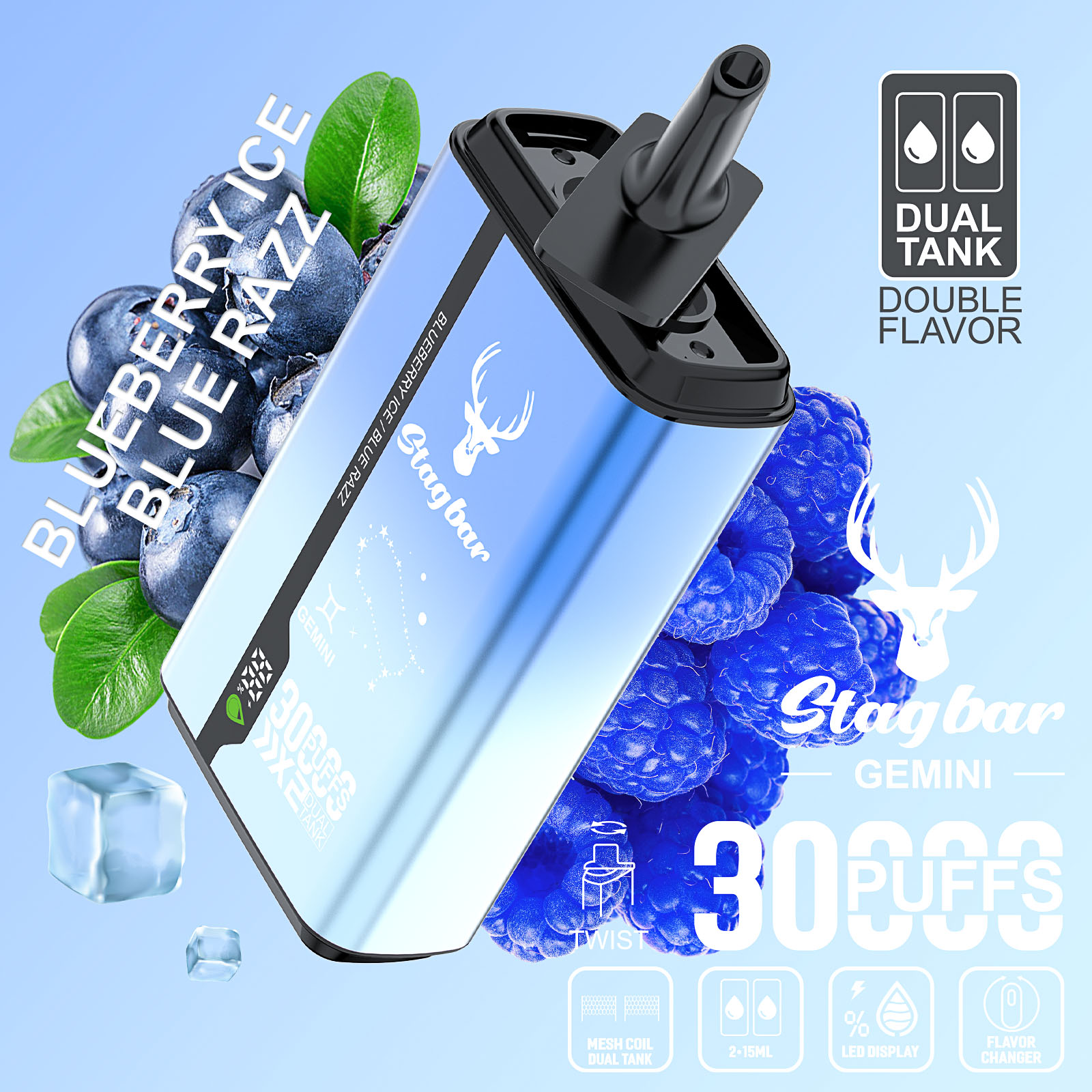 Wegwerp E Sigaret Stag Bar Gemini 30000 Puffs Vape Dubbele Smaak