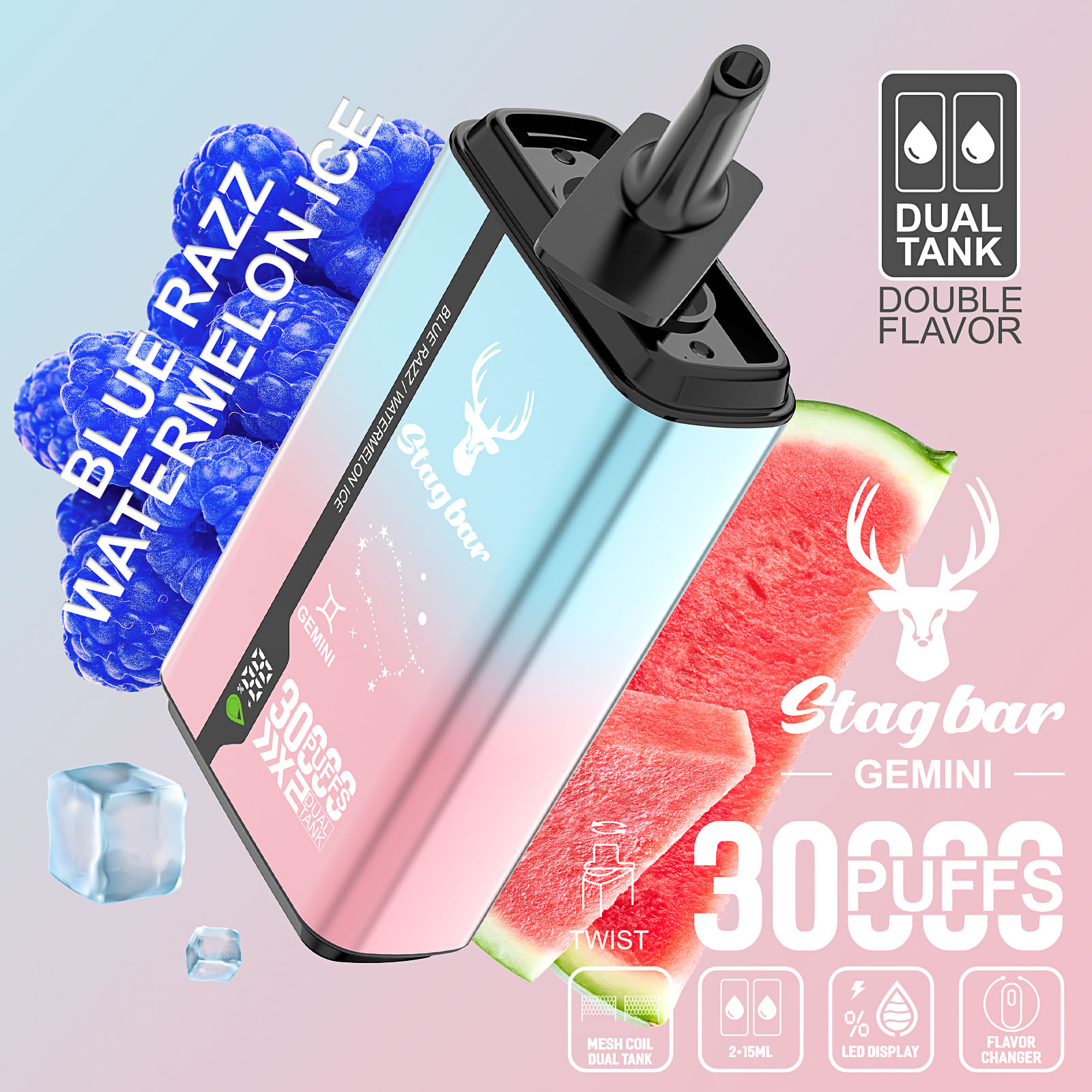 Wegwerp E Sigaret Stag Bar Gemini 30000 Puffs Vape Dubbele Smaak