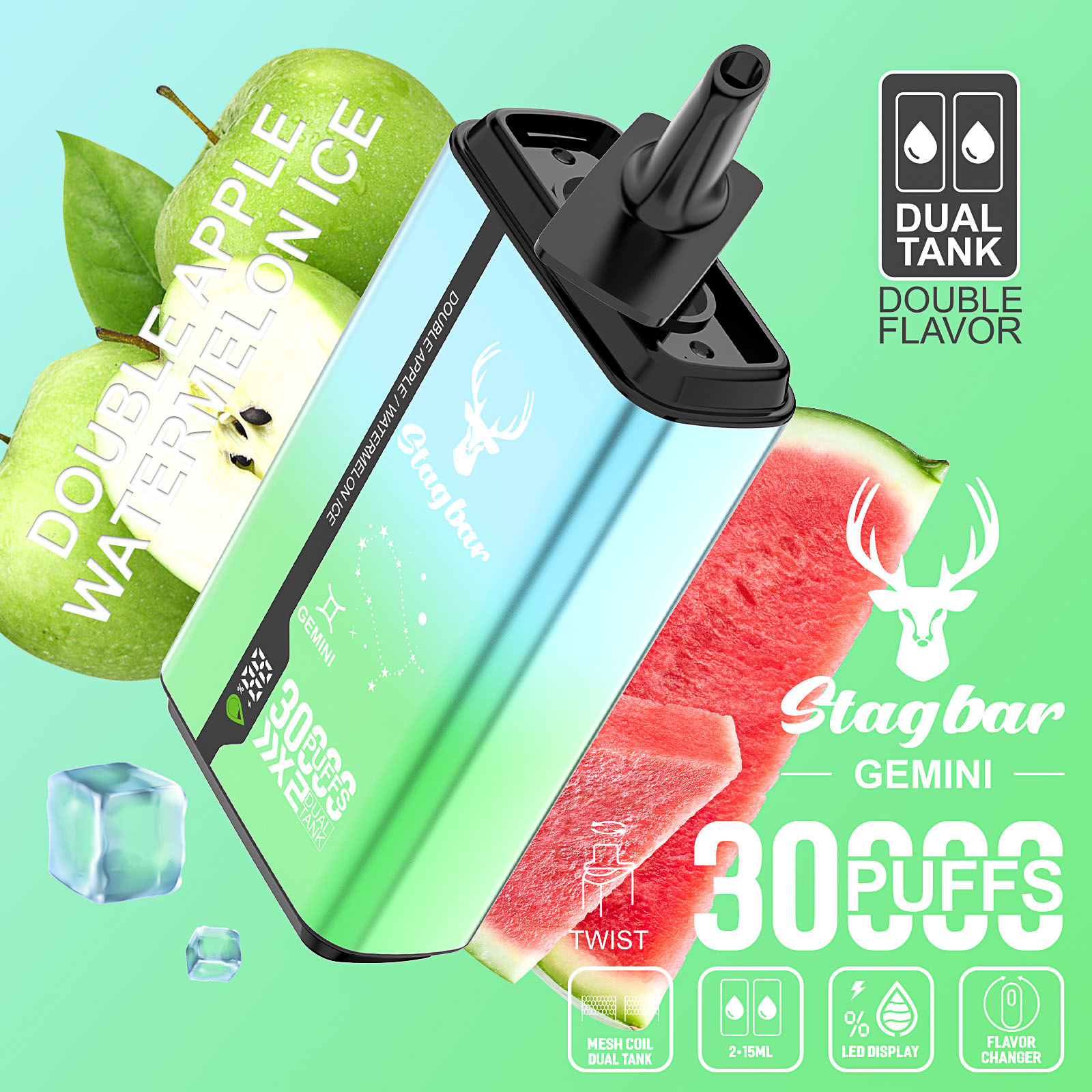 Wegwerp E Sigaret Stag Bar Gemini 30000 Puffs Vape Dubbele Smaak