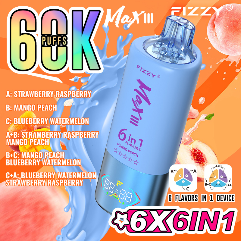 Wegwerp E Sigaret Fizzy MAX III 60000 Puffs 6 in 1 Vape