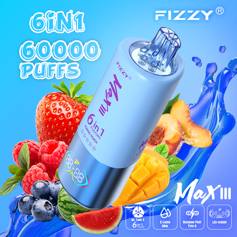 Wegwerp E Sigaret Fizzy MAX III 60000 Puffs 6 in 1 Vape