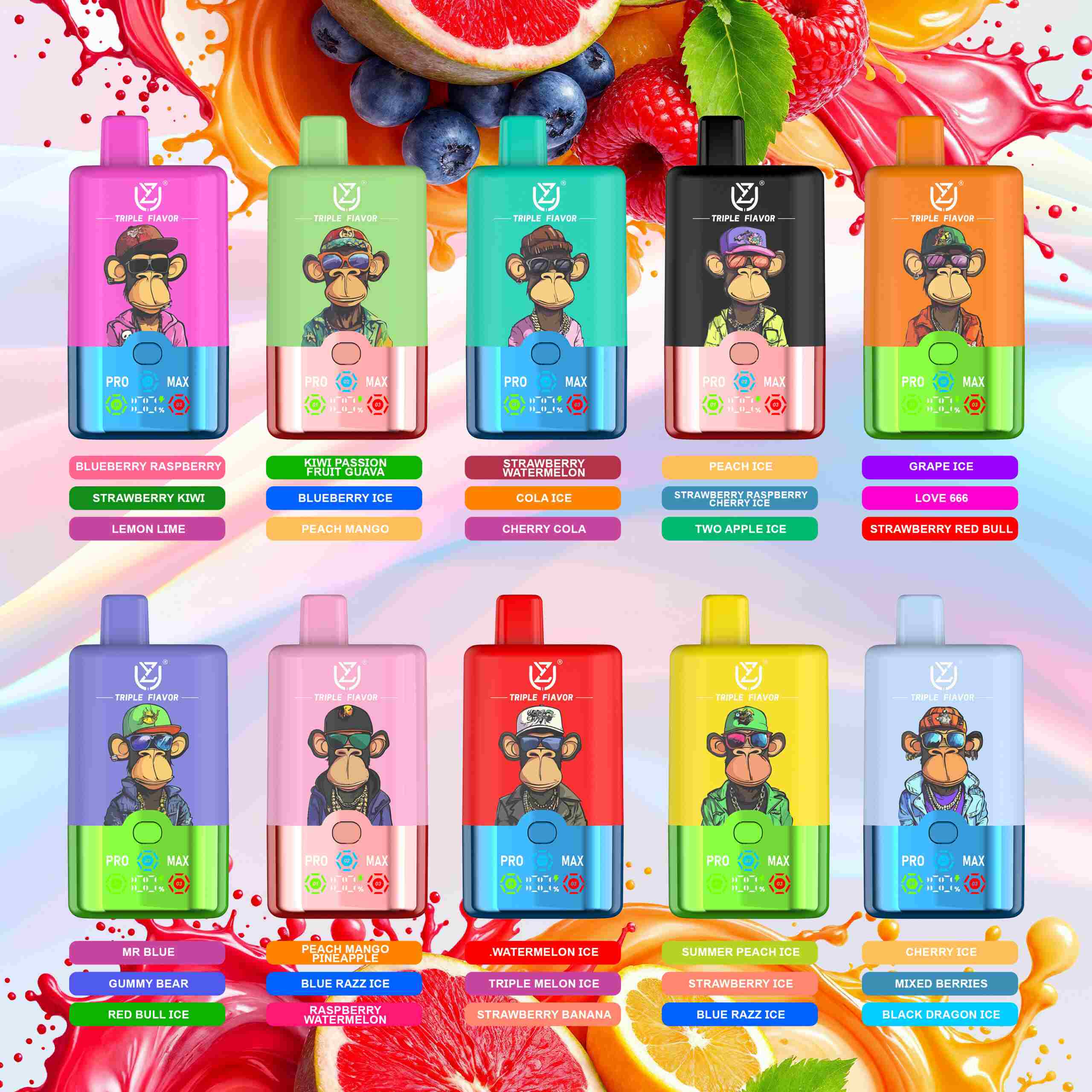 Wegwerp E Sigaret UZY Triple Flavor 60000 Puffs 3 in 1 Vape