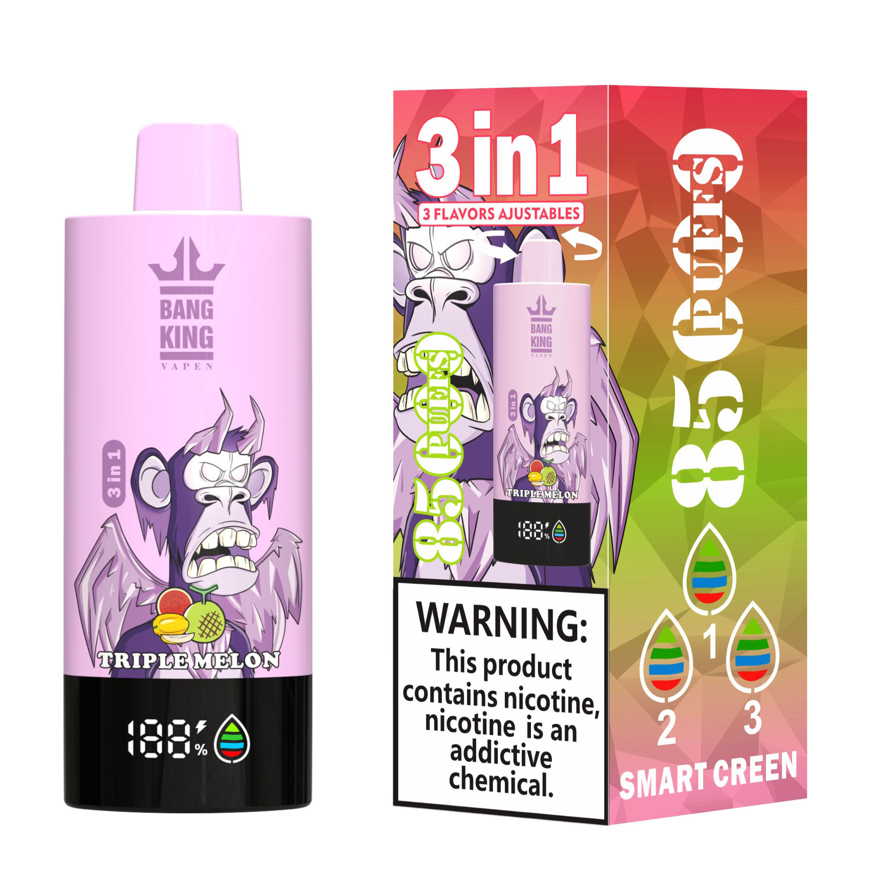 Wegwerp E Sigaret Bang King Triple 85000 Puffs 3 in 1 Vape