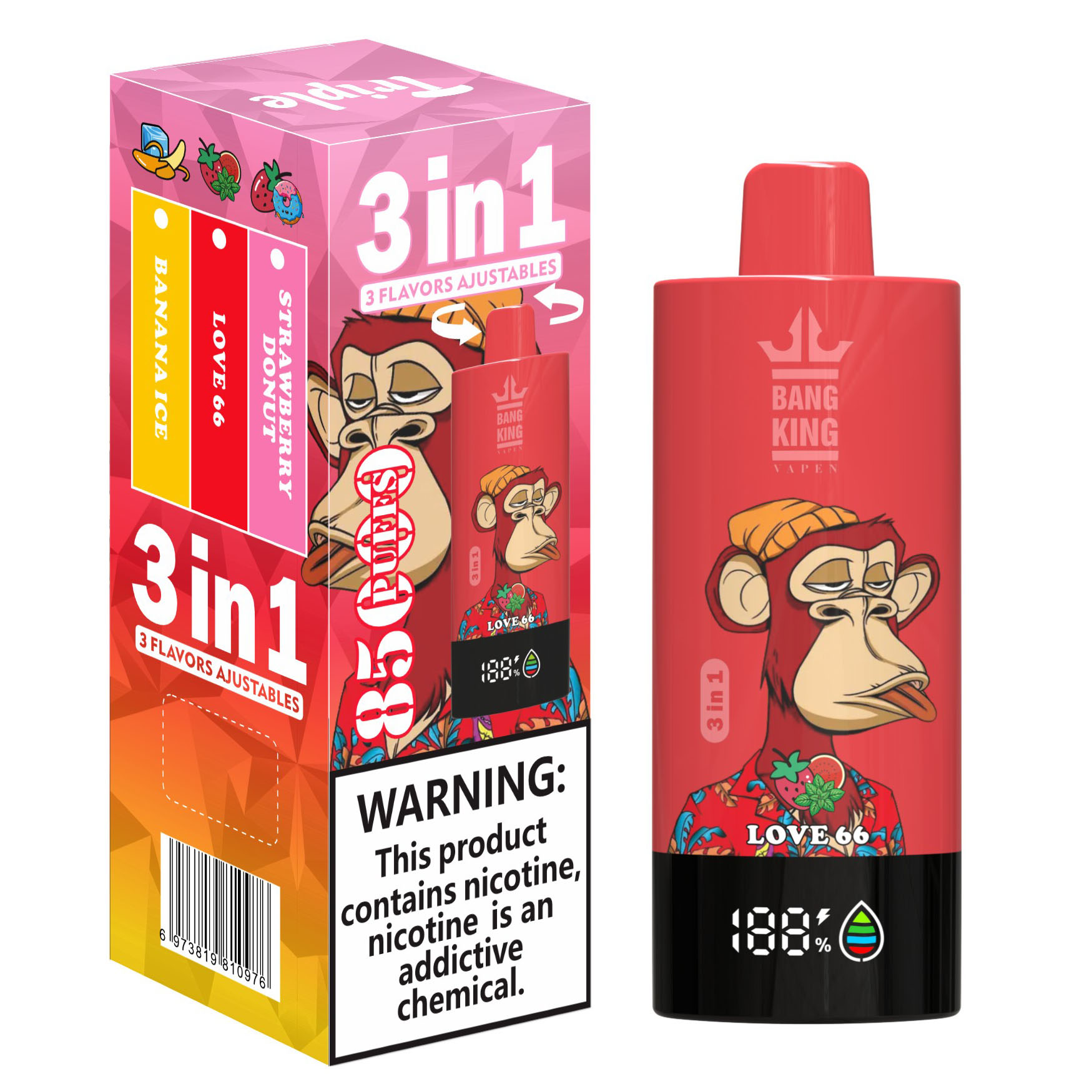 Wegwerp E Sigaret Bang King Triple 85000 Puffs 3 in 1 Vape