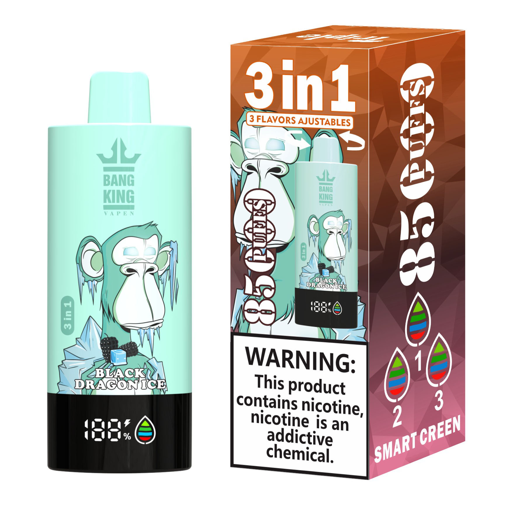 Wegwerp E Sigaret Bang King Triple 85000 Puffs 3 in 1 Vape