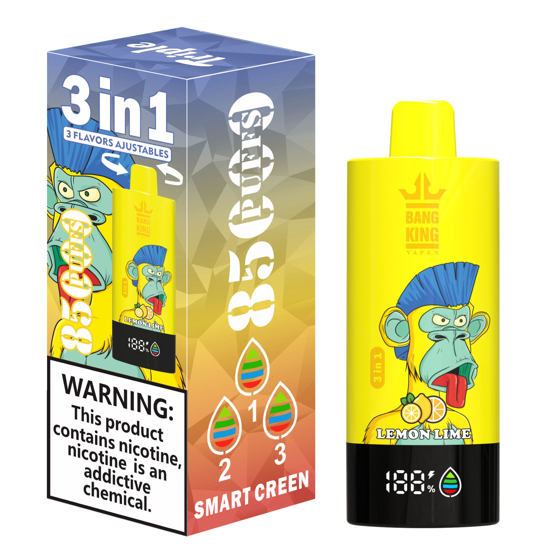 Wegwerp E Sigaret Bang King Triple 85000 Puffs 3 in 1 Vape