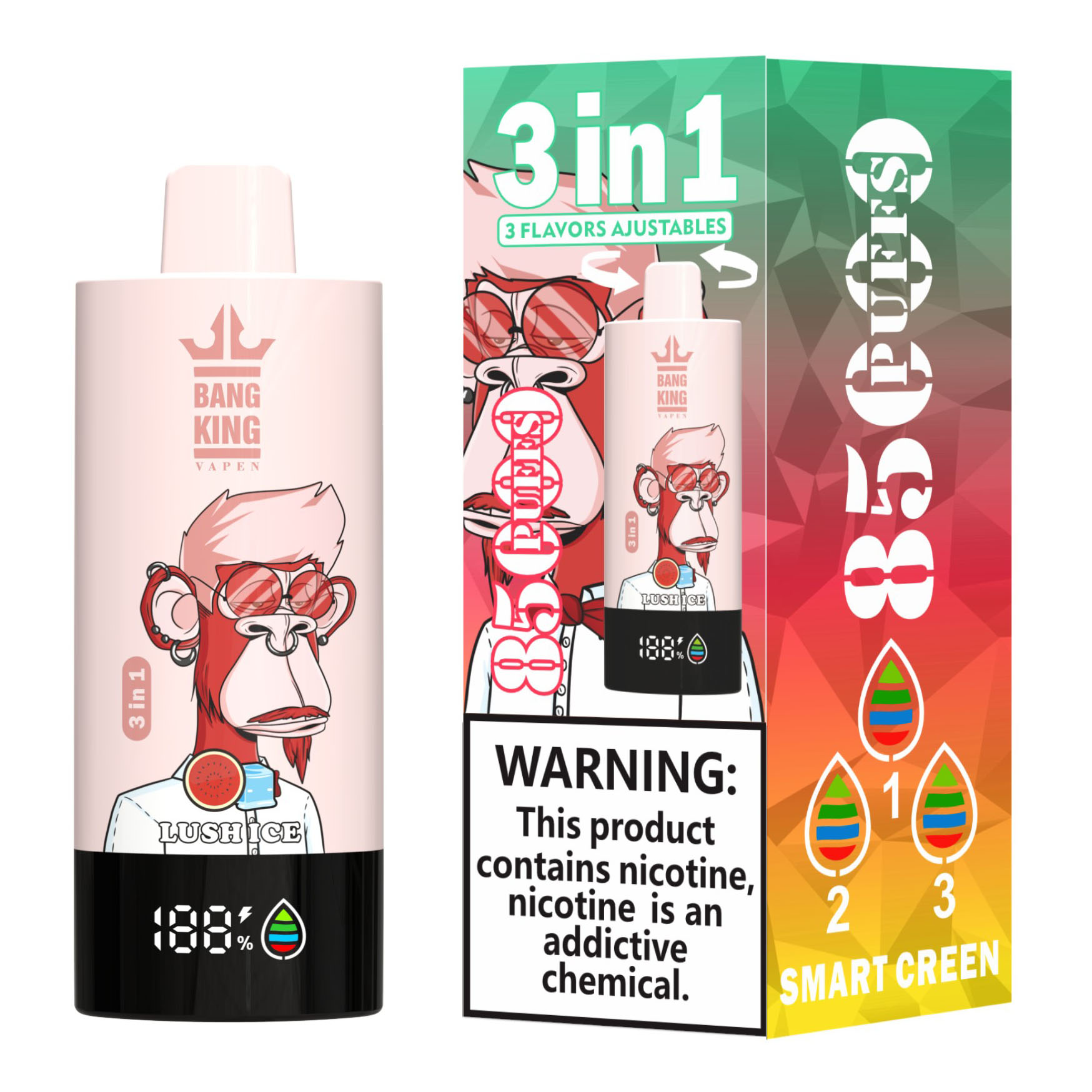 Wegwerp E Sigaret Bang King Triple 85000 Puffs 3 in 1 Vape
