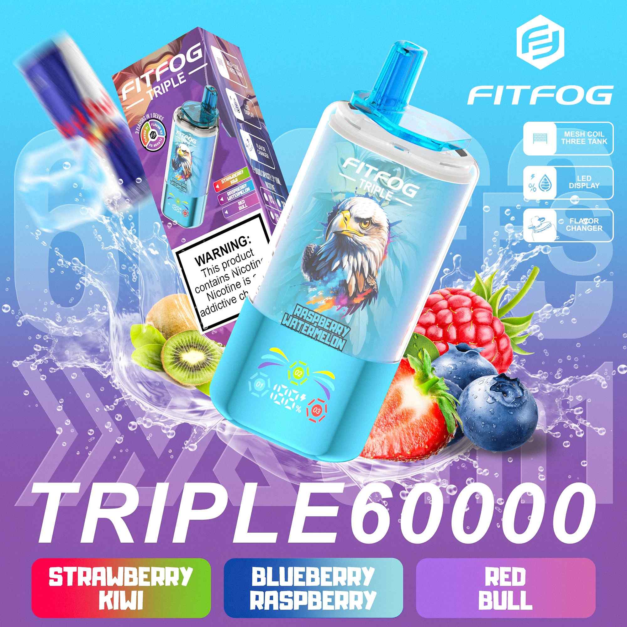 Wegwerp E Sigaret Fitfog Triple 60000 Puffs 3 in 1 Vape