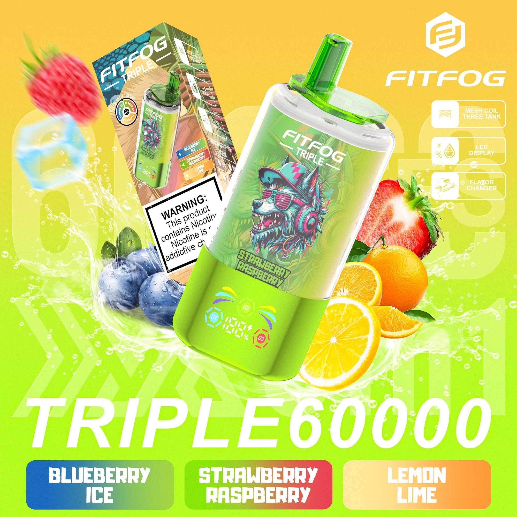 Wegwerp E Sigaret Fitfog Triple 60000 Puffs 3 in 1 Vape
