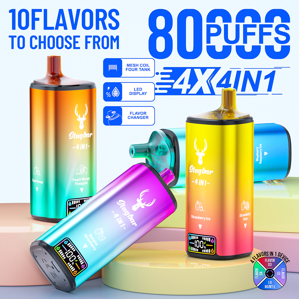 Wegwerp E Sigaret Stag Bar 80000 Puffs 4 in 1 Vape