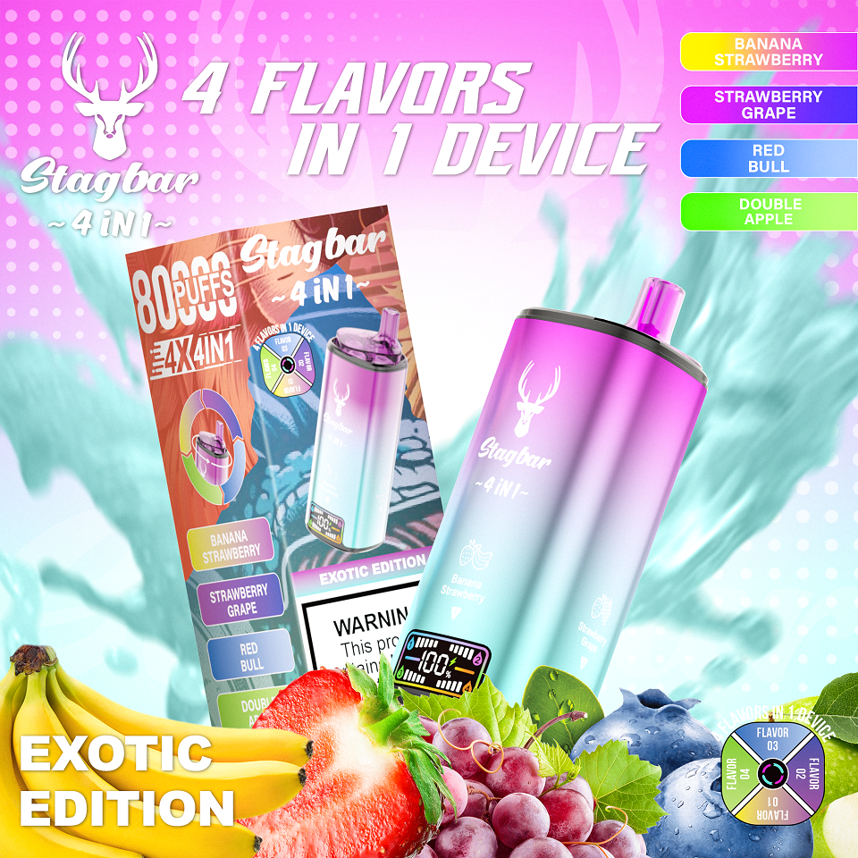 Wegwerp E Sigaret Stag Bar 80000 Puffs 4 in 1 Vape
